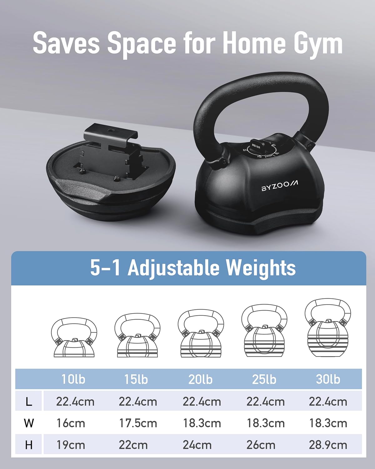 Adjustable Kettlebell 30lb Weight Training Fitness Exercise Full Body Workout 5 in 1 for Home Gym Beginners Woman