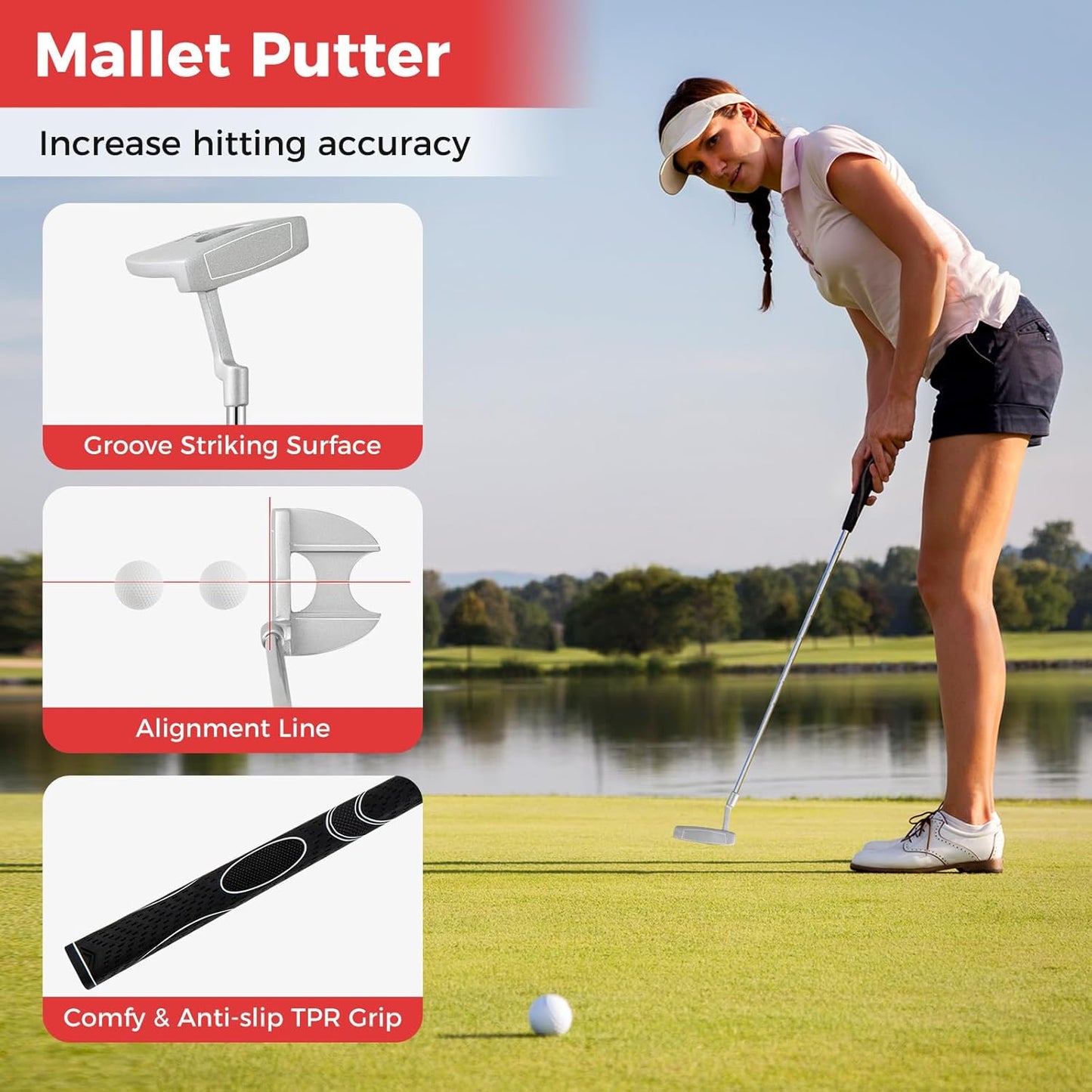 Goplus Complete Golf Club Set for Women, 9 Pieces Golf Clubs with #1 Driver, #3 Fairway, #4 Hybrid, #6 & #7 & #8 & #9 & #P Irons, Putter, Head Covers, Ladies' Right Handed