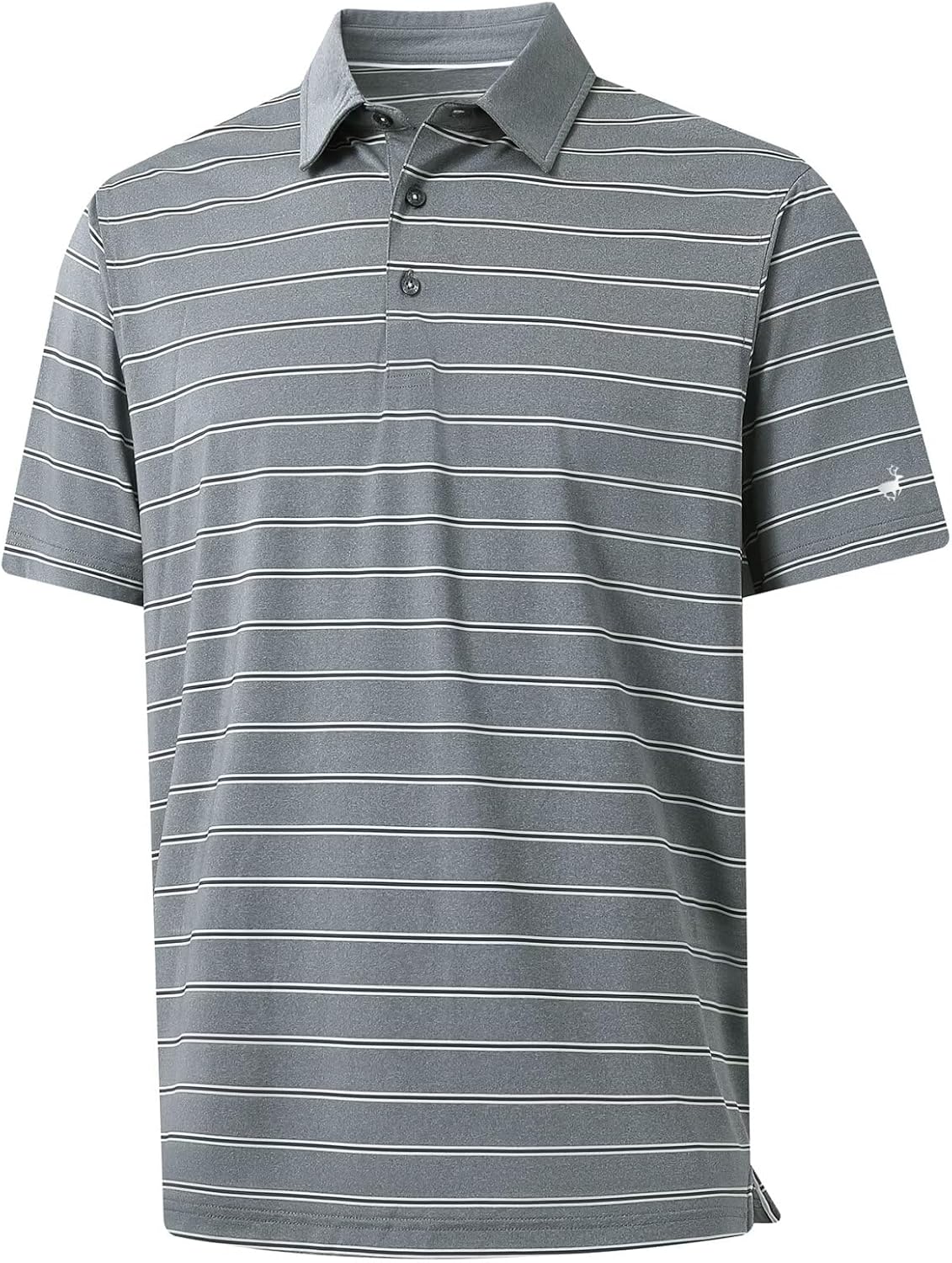 Rouen Polo Shirts for Men Dry Fit Performance Heather Stripe Golf Polo Moisture Wicking Lightweight Breathable Golf Shirts