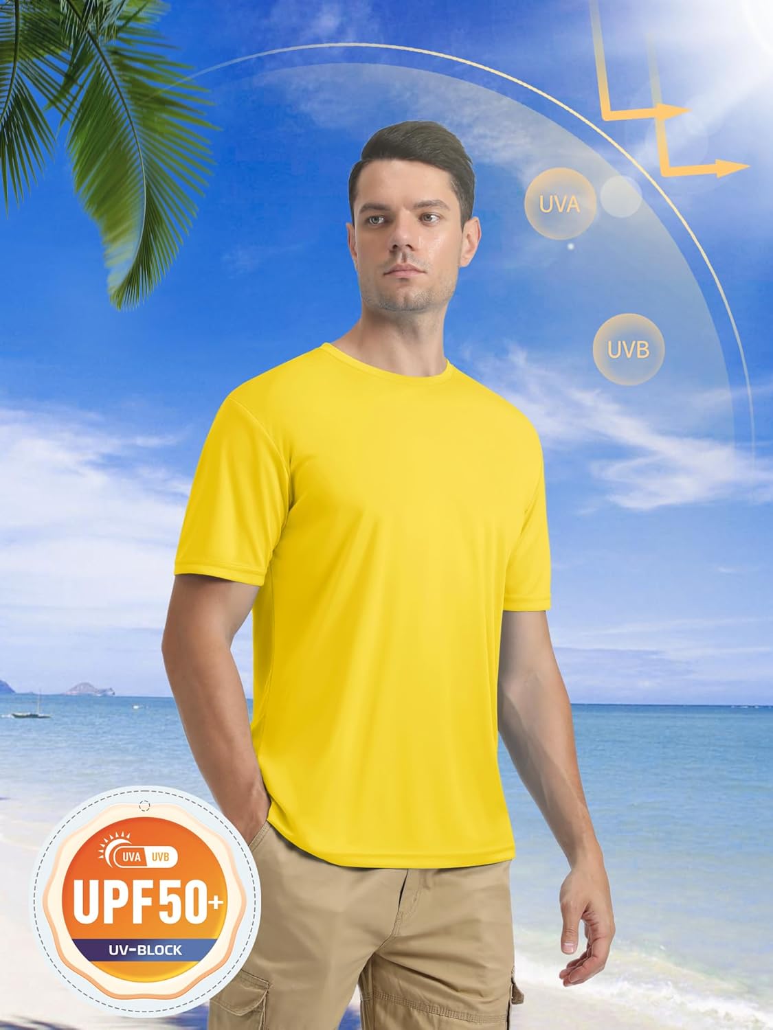 MAGCOMSEN Men's Short Sleeve UPF 50+ T-Shirt Quick Dry Rash Guard Athletic Running Swim Top Tee Performance Water Shirts