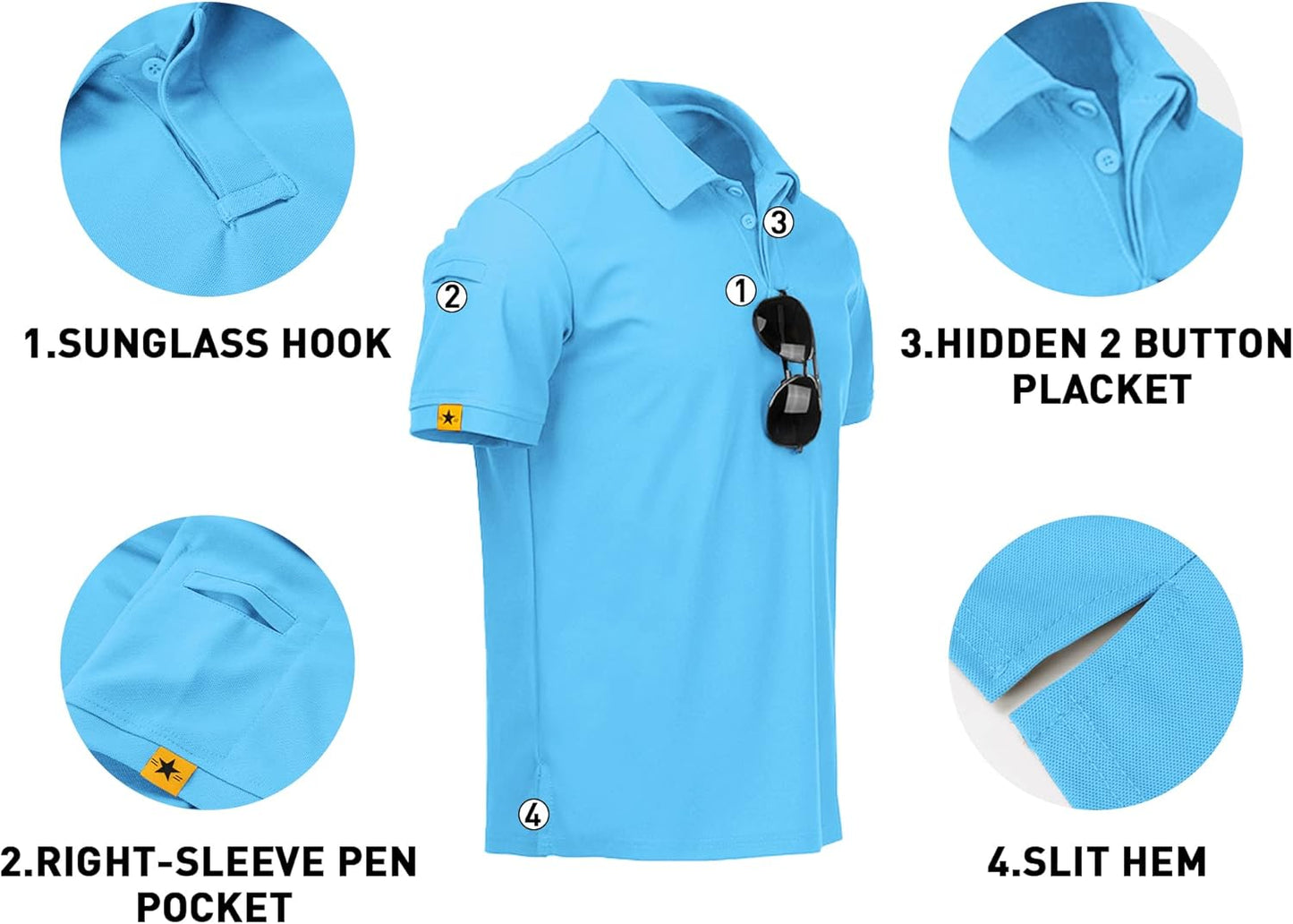 V VALANCH Mens Polo Shirts Short Sleeve Moisture Wicking Golf Polo Athletic Collared Shirt Tennis T-Shirt Tops