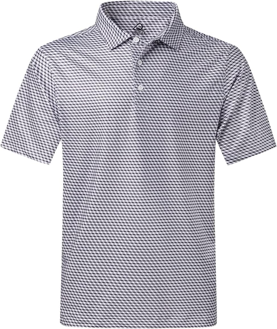 DEOLAX Mens Polo Shirts Fashion Print Mens Golf Shirt Dry Fit Mens Golf Polo Short Sleeve Quick Dry Funny Golf Shirt for Men