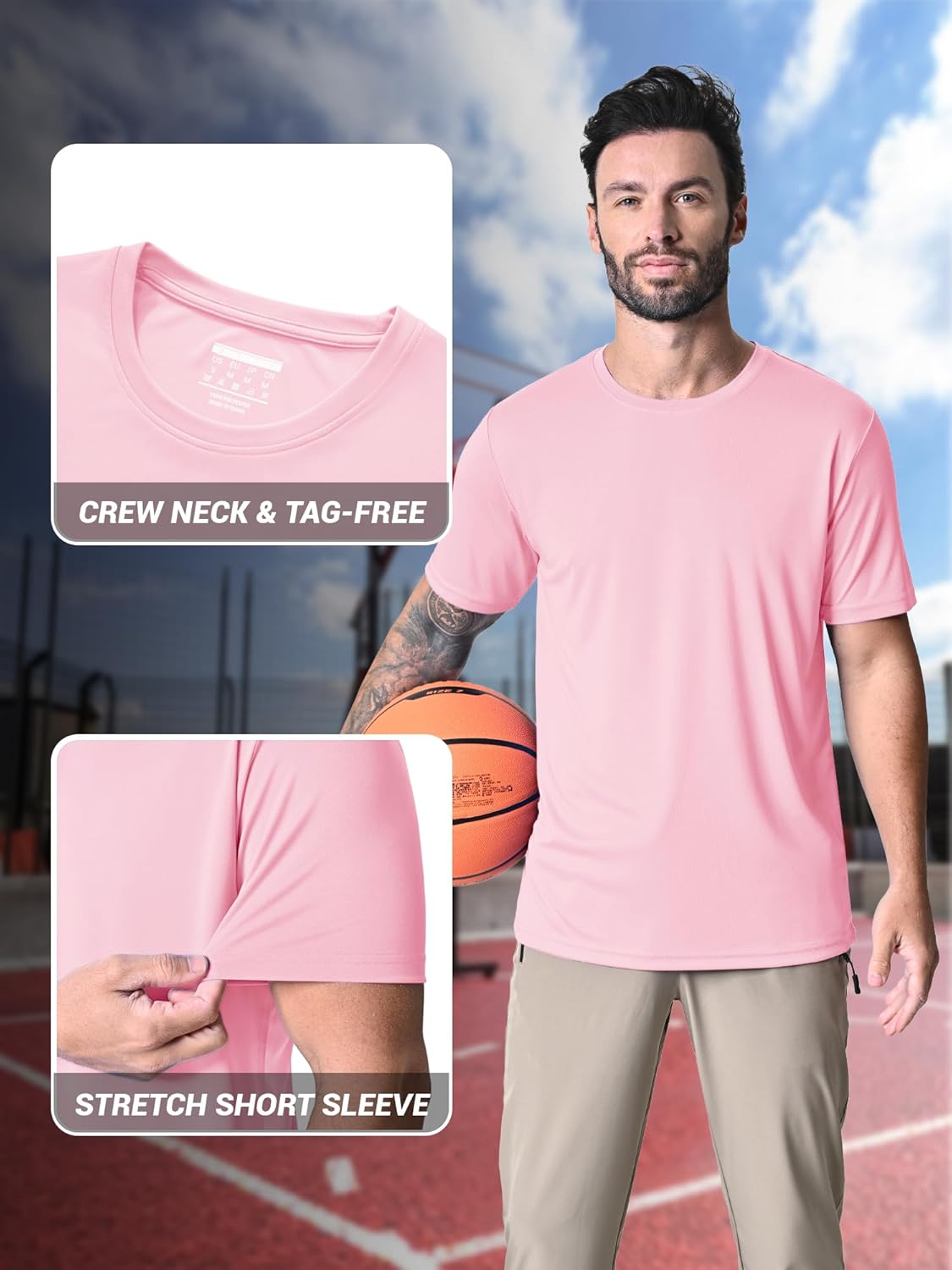 MAGCOMSEN Men's Short Sleeve UPF 50+ T-Shirt Quick Dry Rash Guard Athletic Running Swim Top Tee Performance Water Shirts