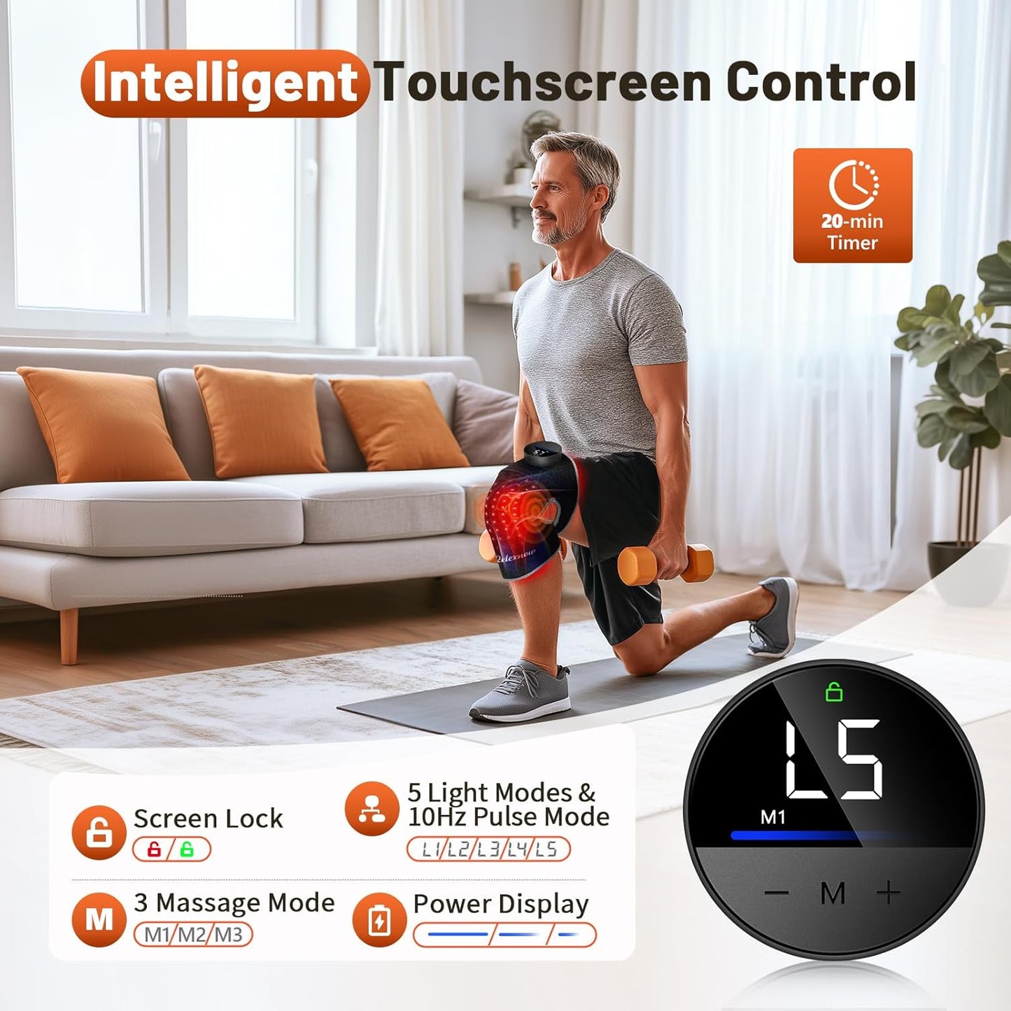 Red Light Therapy Knee Brace with Vibration Knee Massage, Extension Band, Wireless Rechargeable Controller,660nm&850nm Near Infrared Light Therapy Heated Device for Knee/Elbow/Shoulder Pain Relief