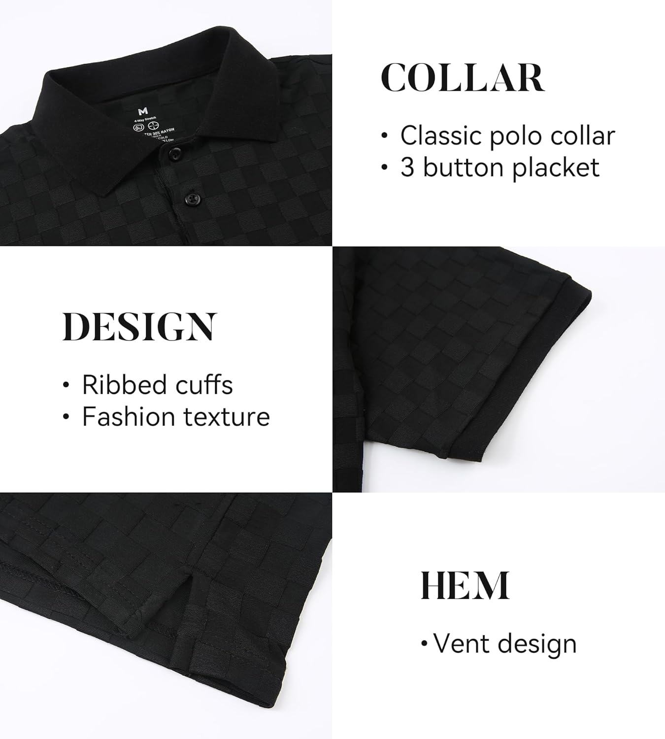 Esabel.C Golf Shirts for Men Dry Fit Performance Short Sleeve Print Moisture Wicking Collared Shirt