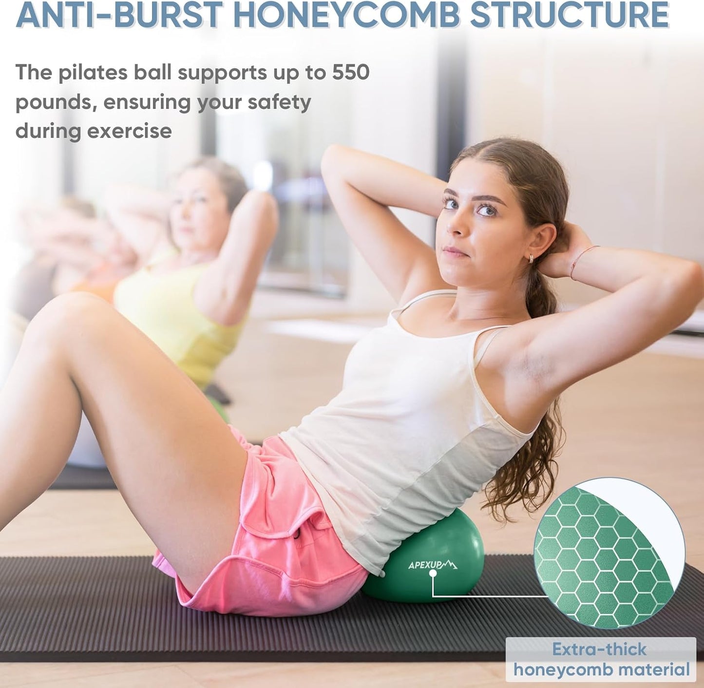 APEXUP Yoga & Pilates Ball - Anti Slip Heavy Duty Gym Ball for Fitness, Balance & Core Workout