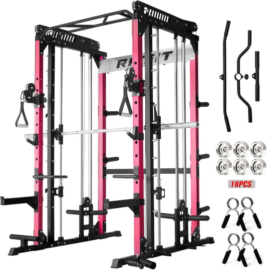 RitFit M1 & M1 Pro Smith Machine with Cable Crossover System, Multi-Function Squat Rack Power Cage for Home Gym, Power Rack and Packages