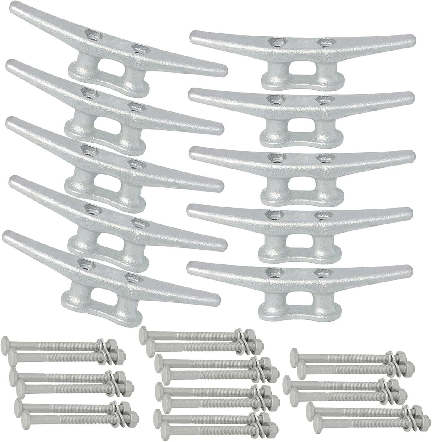 6/8/10/12/14 inch Dock Cleats With Bolts,Hot Dipped Galvanized Cast Iron Boat Cleats,Rope Cleat Boat Dock Cleats for Boat Docks,Decks,Piers for Tying up Boats,Marine Decor(1,2,4,5,6,8,10,12 Pack)