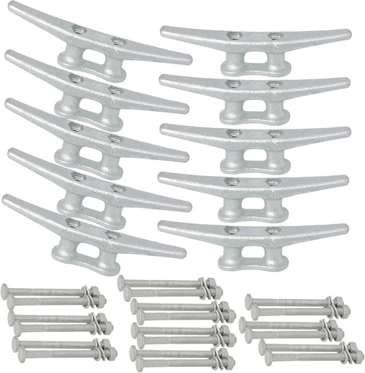 6/8/10/12/14 inch Dock Cleats With Bolts,Hot Dipped Galvanized Cast Iron Boat Cleats,Rope Cleat Boat Dock Cleats for Boat Docks,Decks,Piers for Tying up Boats,Marine Decor(1,2,4,5,6,8,10,12 Pack)