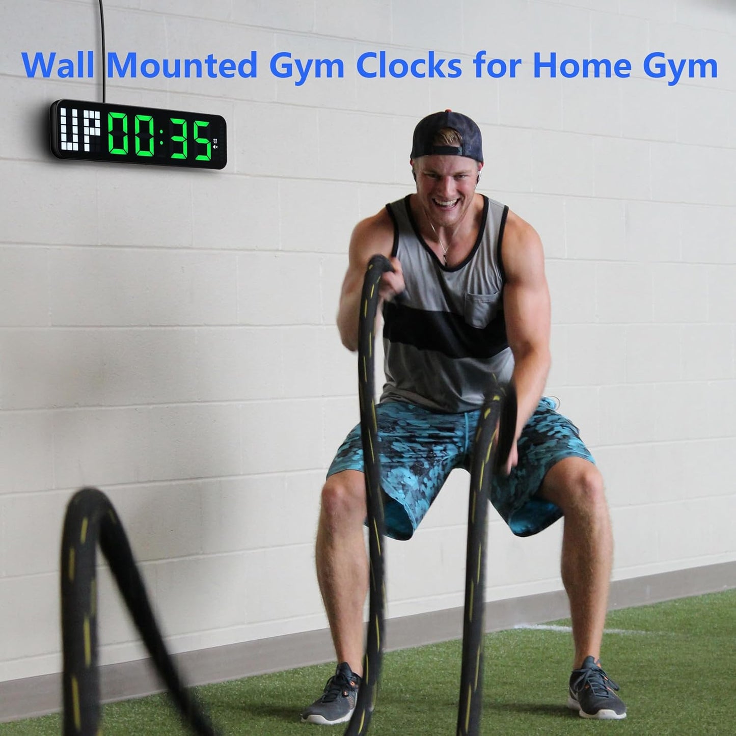 Gym Timer 15'' Large Wall Clocks for Home Gym, Interval Workout Countdown Clock Remote Control for Boxing Crossfit Fitness Tabata Home Gym Accessories