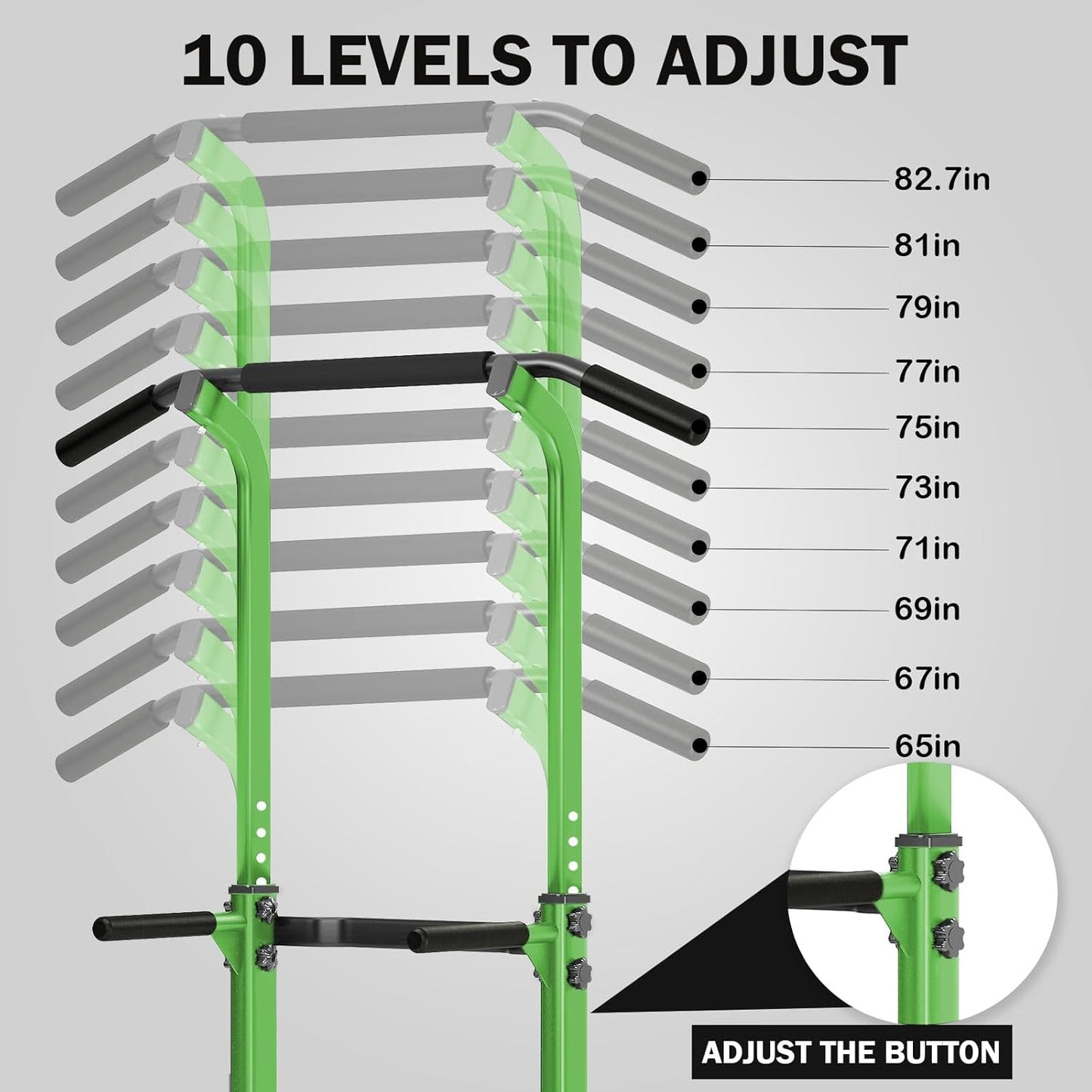 SogesHome Power Tower Pull Up Bar and Dip Station Adjustable Height Dip Stand Multi-Functional Strength Training Fitness Workout Station