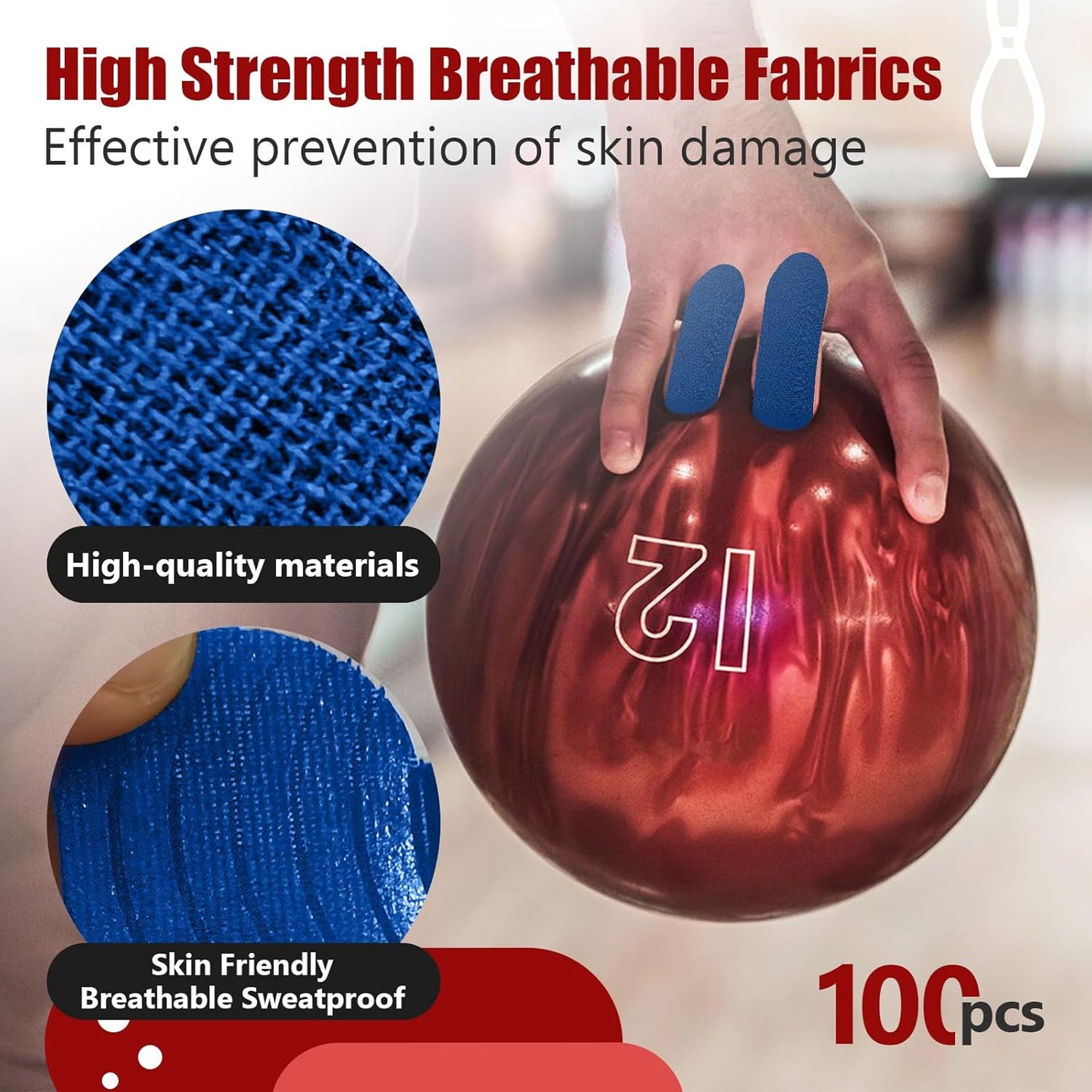 100 PCS Bowling Thumb Tape - Bowling Finger Tape - Thumb Tape Protector for Bowling(Multiple Colors, 1 x 2.8 Inches, Breathable)