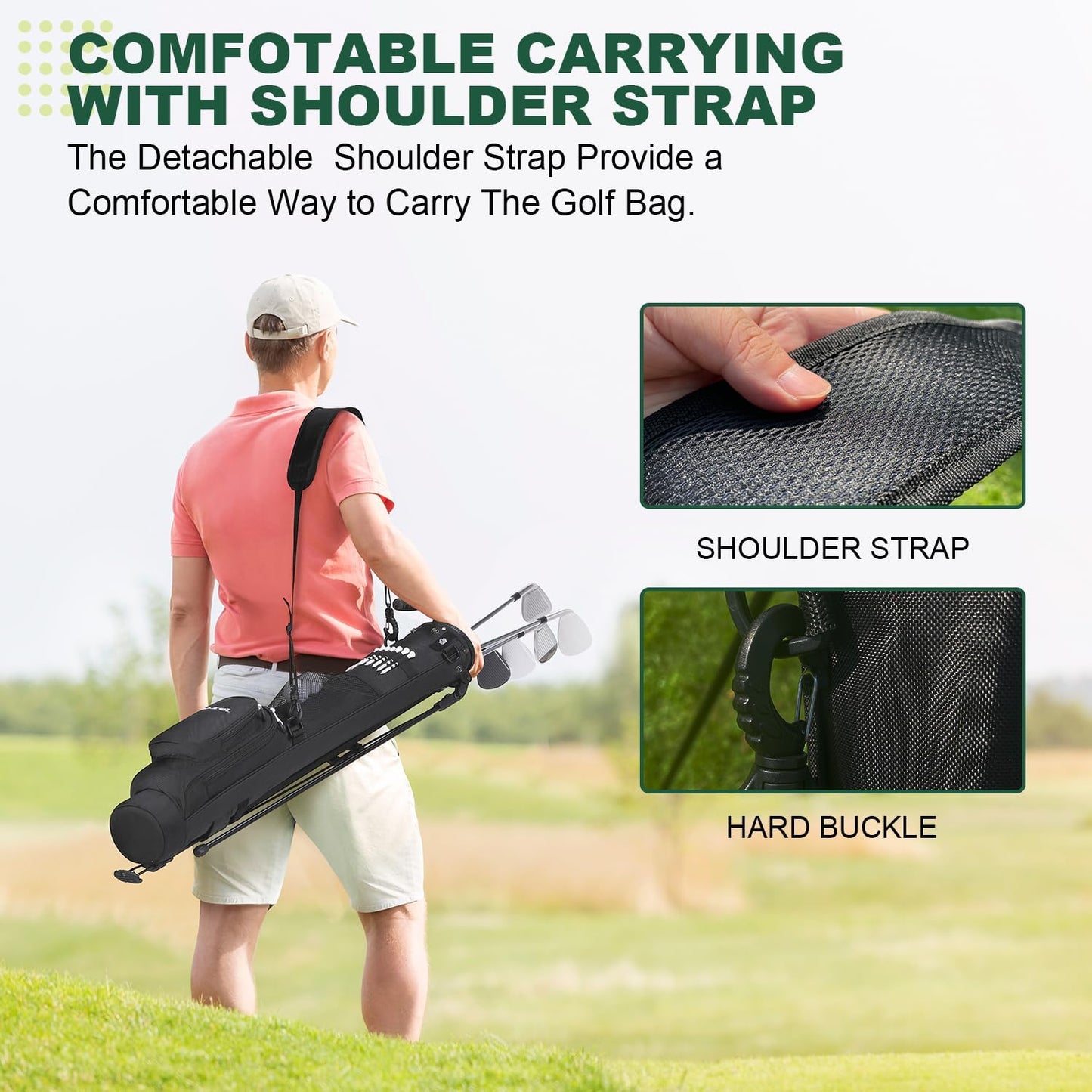 MAZEL Lightweight Golf Bag for Men – Easy to Carry Golf Clubs Bag with Shoulder Strap,Pitch n Putt Golf Stand Bag for Driving Range,Par 3 and Executive Courses - Fit Up to 8 Clubs
