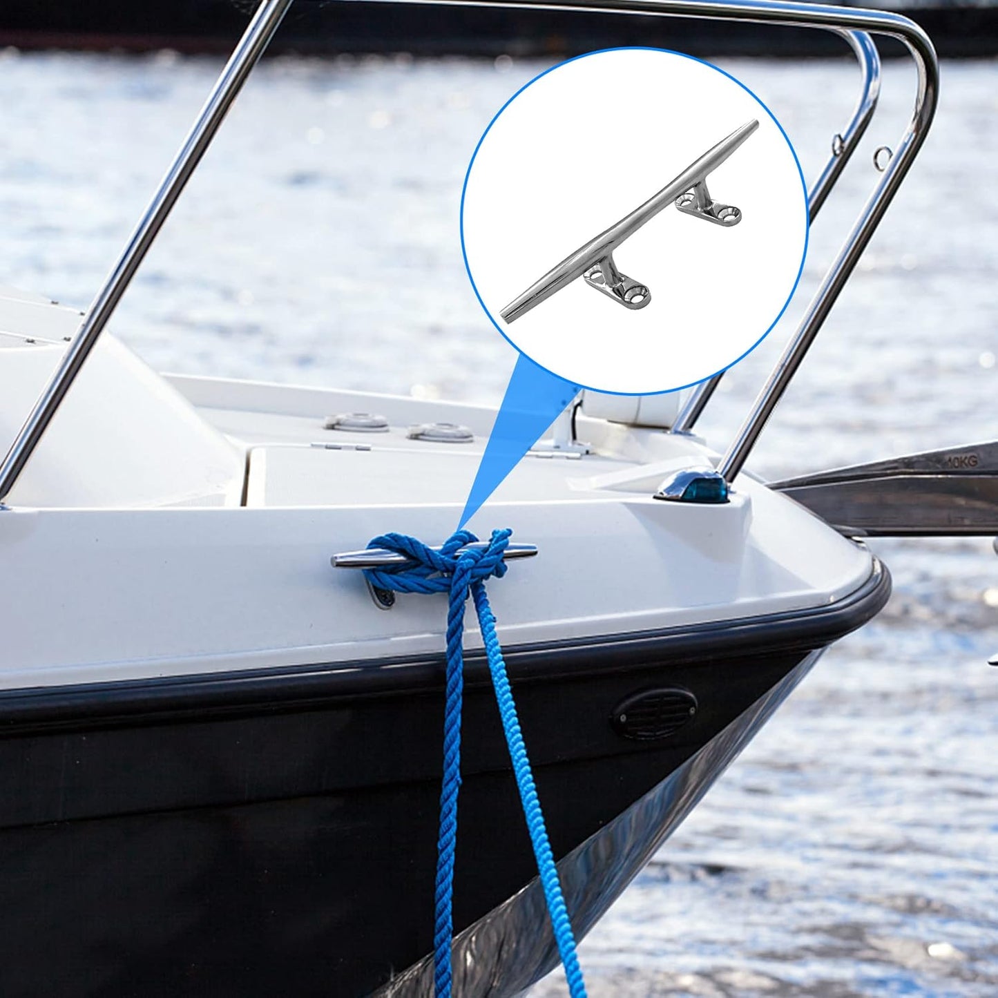 8/10/12/15 inch Dock Cleats - 316 Stainless Steel Boat Cleats Boat Dock Cleats,Open Base Dock Cleat with Fasteners,Marine Cleat Rope Cleat Boat Cleat for Boat/Deck/Nautical Decor(1,2,4,6 Pack)