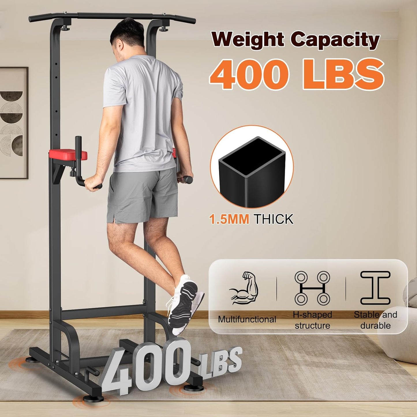 RELIFE REBUILD YOUR LIFE Power Tower Pull Up Bar Station Workout Dip Station for Home Gym Strength Training Fitness Equipment