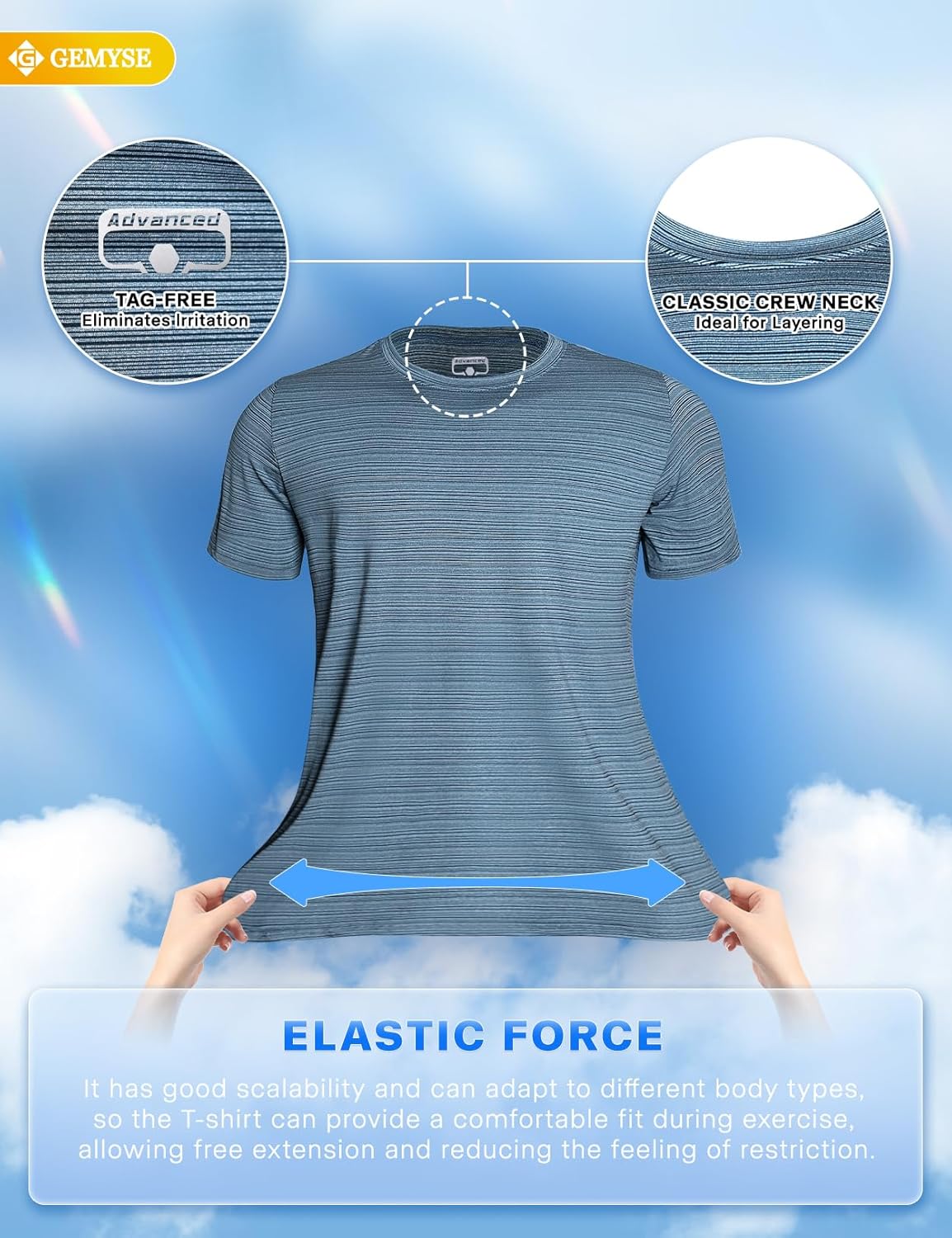 GEMYSE Men's Running Short Sleeve Shirt Sun Protection Quick Dry Moisture Wicking T-Shirts UPF 50+ for Workout