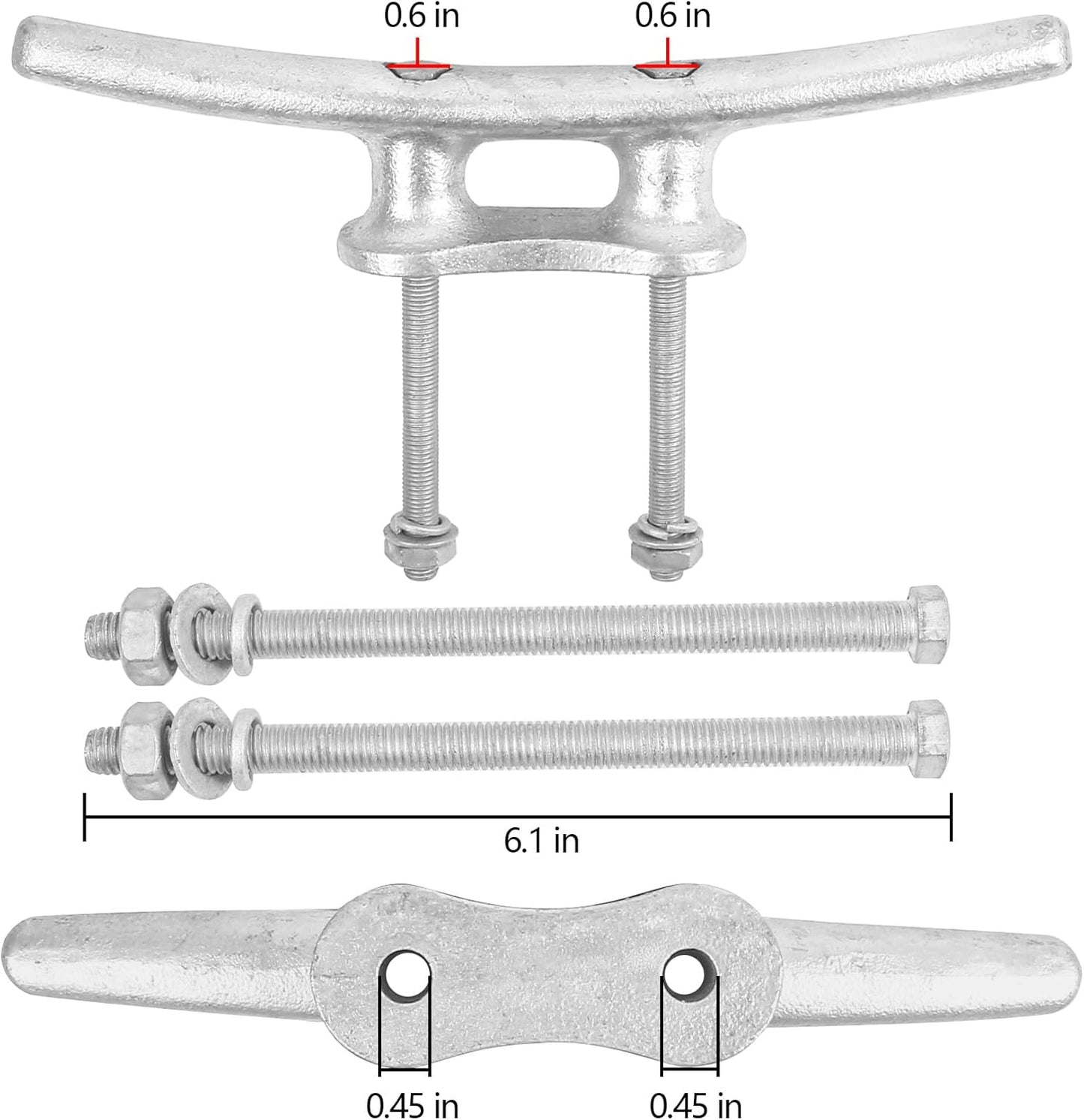 6/8/10/12/14 inch Dock Cleats With Bolts,Hot Dipped Galvanized Cast Iron Boat Cleats,Rope Cleat Boat Dock Cleats for Boat Docks,Decks,Piers for Tying up Boats,Marine Decor(1,2,4,5,6,8,10,12 Pack)