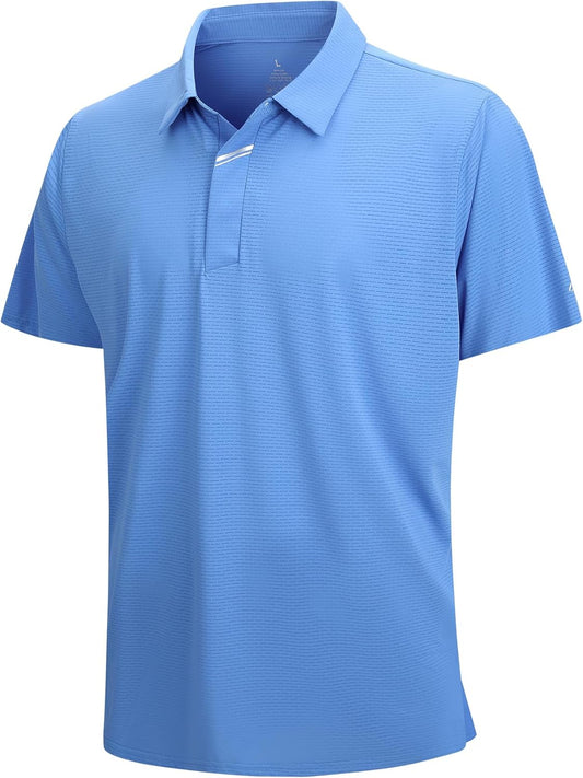 SAMERM Golf Shirts for Men Super Stretch Jacquard Dry Fit Golf Polo Moisture Wicking Short Sleeve Polo Shirts for Men