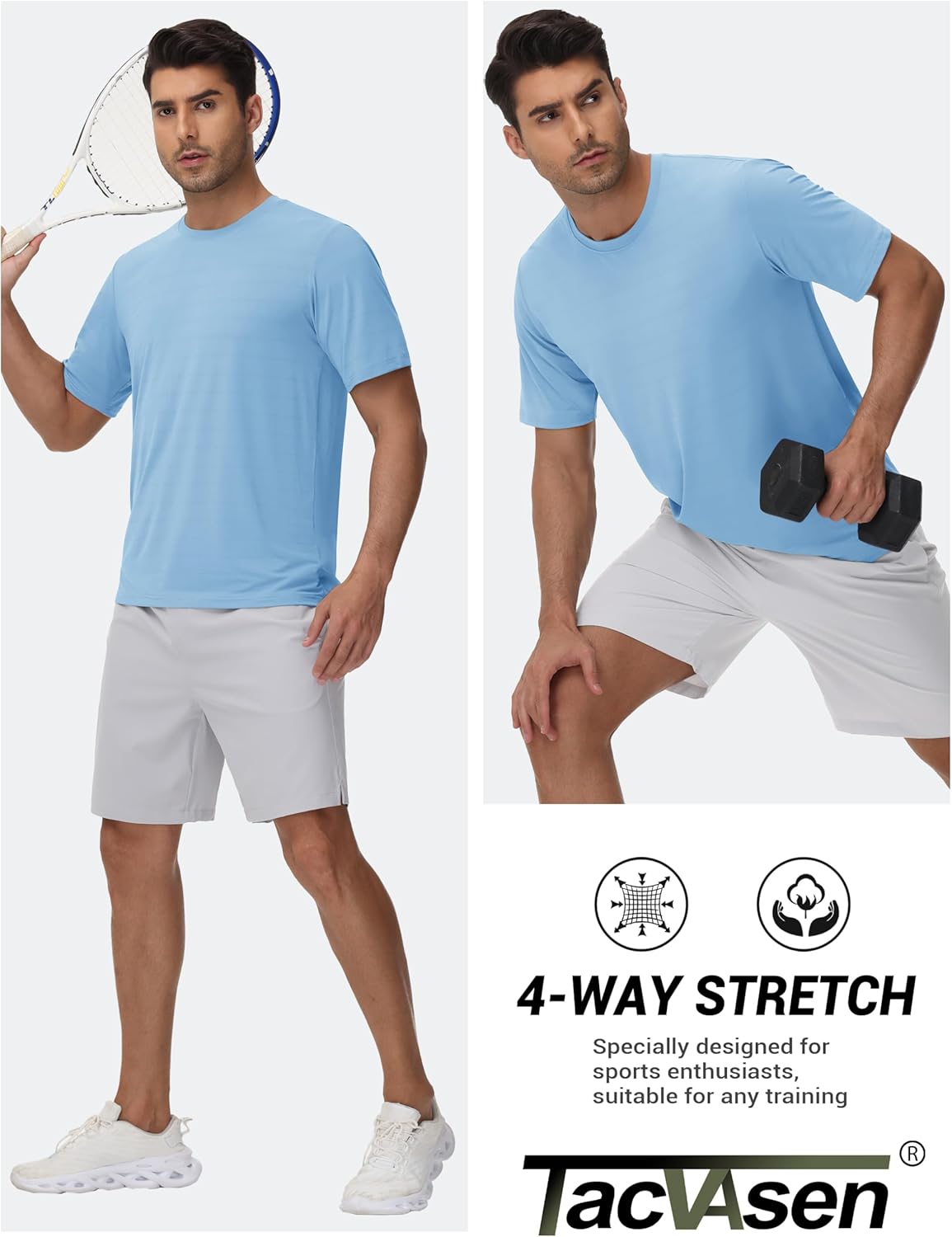 TACVASEN Men's Lightweight Athletic T-Shirts Quick Dry Workout Gym Tops Short Sleeve Running Tee Shirt Performance Activewear