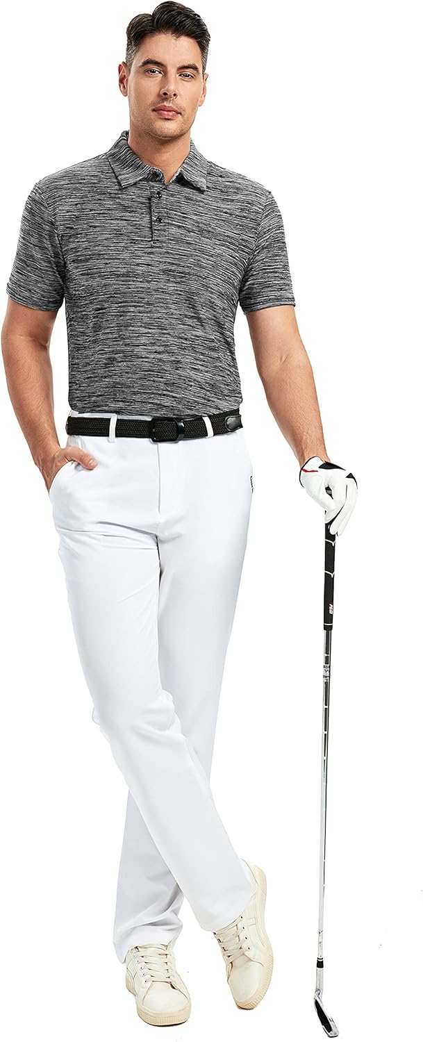 Damipow Premium Golf Shirts for Men Dry Fit Performance Polo Short Sleeve Collared Shirt