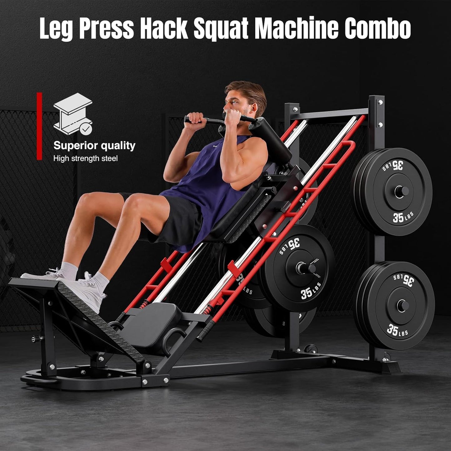 Dripex Leg Press Machine, Leg Press Machines for Home Gym, Professional Leg Press Hack Squat Machine Combo with 4 Weight Plate Storage Holders for Full Lower Body Workout