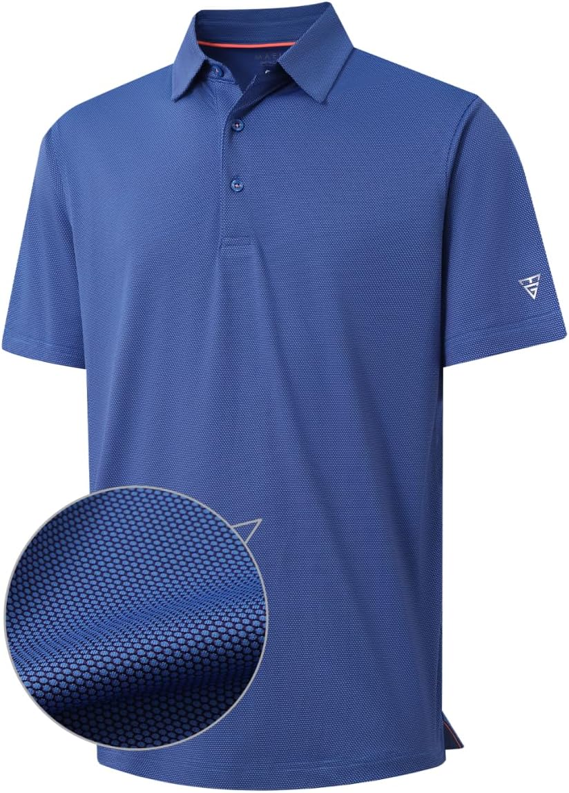 M MAELREG Golf Shirts for Men Dry fit Sports Jacquard Lightweight Performance Texture Short Sleeve Collared Polo Shirts
