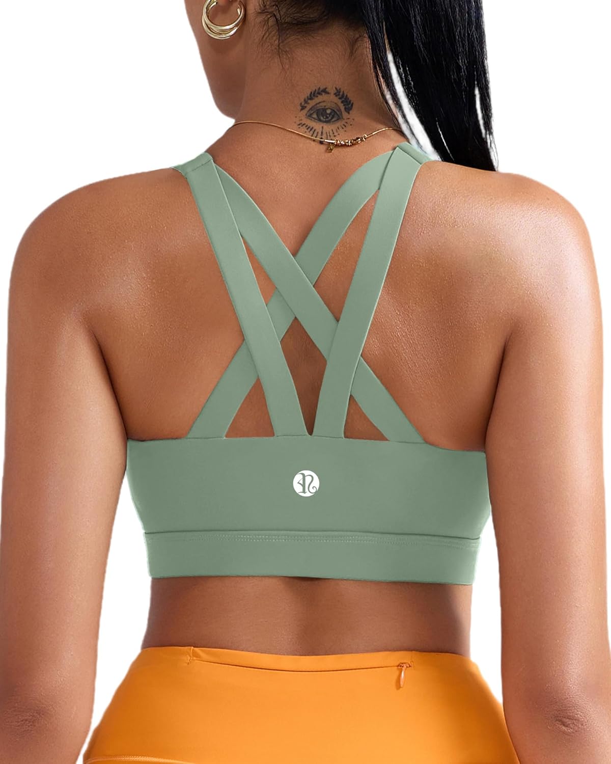 RUNNING GIRL Sports Bra for Women, Criss-Cross Back Padded Strappy Sports Bras Medium Support Yoga Bra with Removable Cups