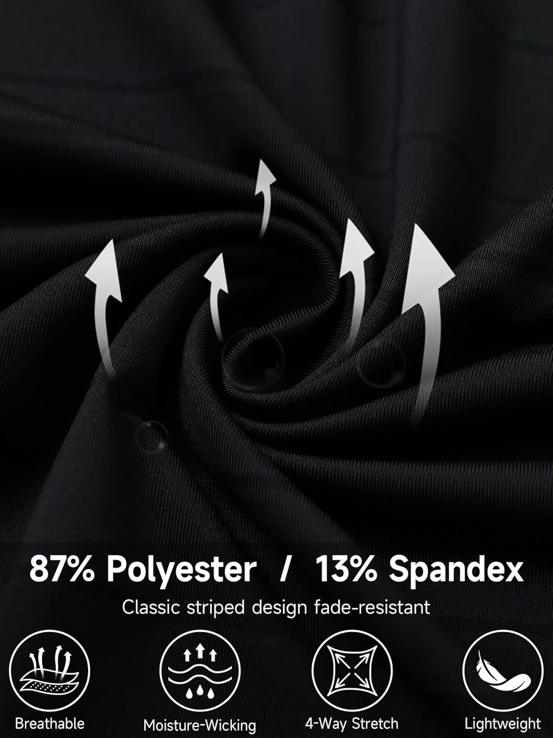 Rouen Polo Shirts for Men Dry Fit Performance Heather Stripe Golf Polo Moisture Wicking Lightweight Breathable Golf Shirts