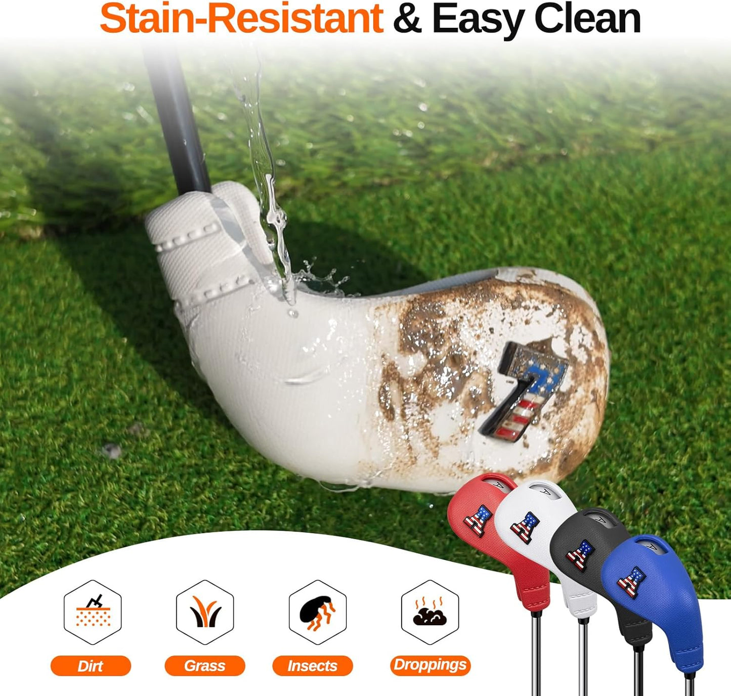 10pcs EVA Golf Club Covers – 7 Iron & 3 Wedge Covers with Numbers – Washable, Wear-Resistant Protection – Easy On & Off for Golf Irons & Wedges