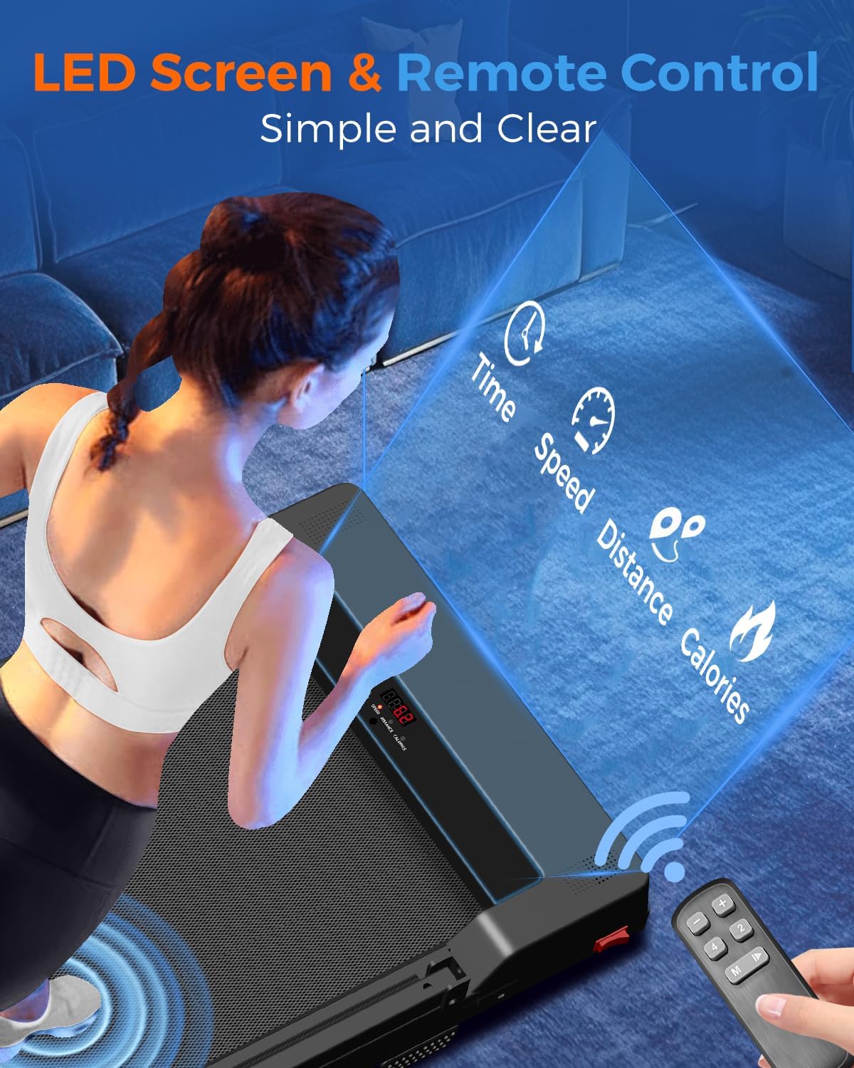 Portable Foldable Treadmills for Home, Small Folding Treadmill for Home Office with 300 LBS Capacity, Walking Running Exercise Electric Compact Treadmill with LED Display
