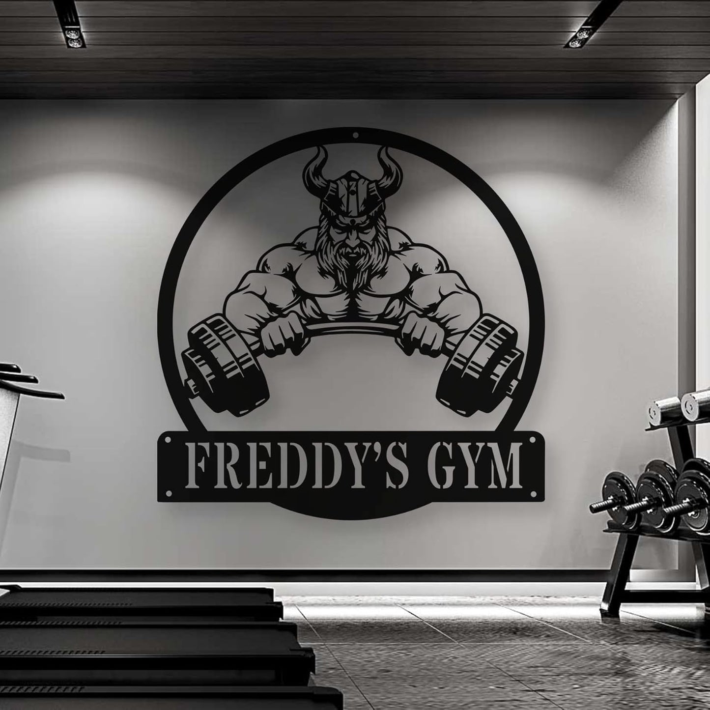 Custom Name Gym Metal Sign Personalized Fitness Wall Art Decor for Home, Workout Room, Garage, Powerlifting Center, Motivational Gift for Women, Men, Dad, Papa, Grandpa, Mother, Sister, Girls