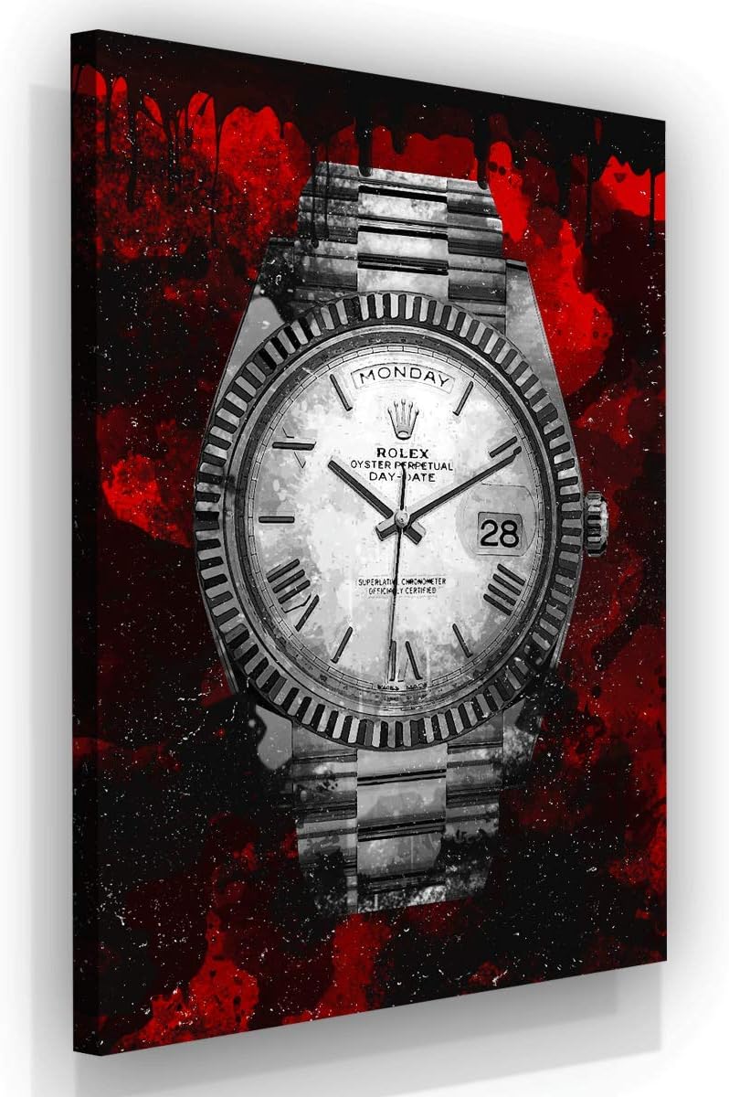 Luxury Watch Canvas Print Office Wall Decor Modern Art Pop Culture Decoration Inspiration Clock Timer Prints Framed Arts Walls Furniture (8 x 8 in)