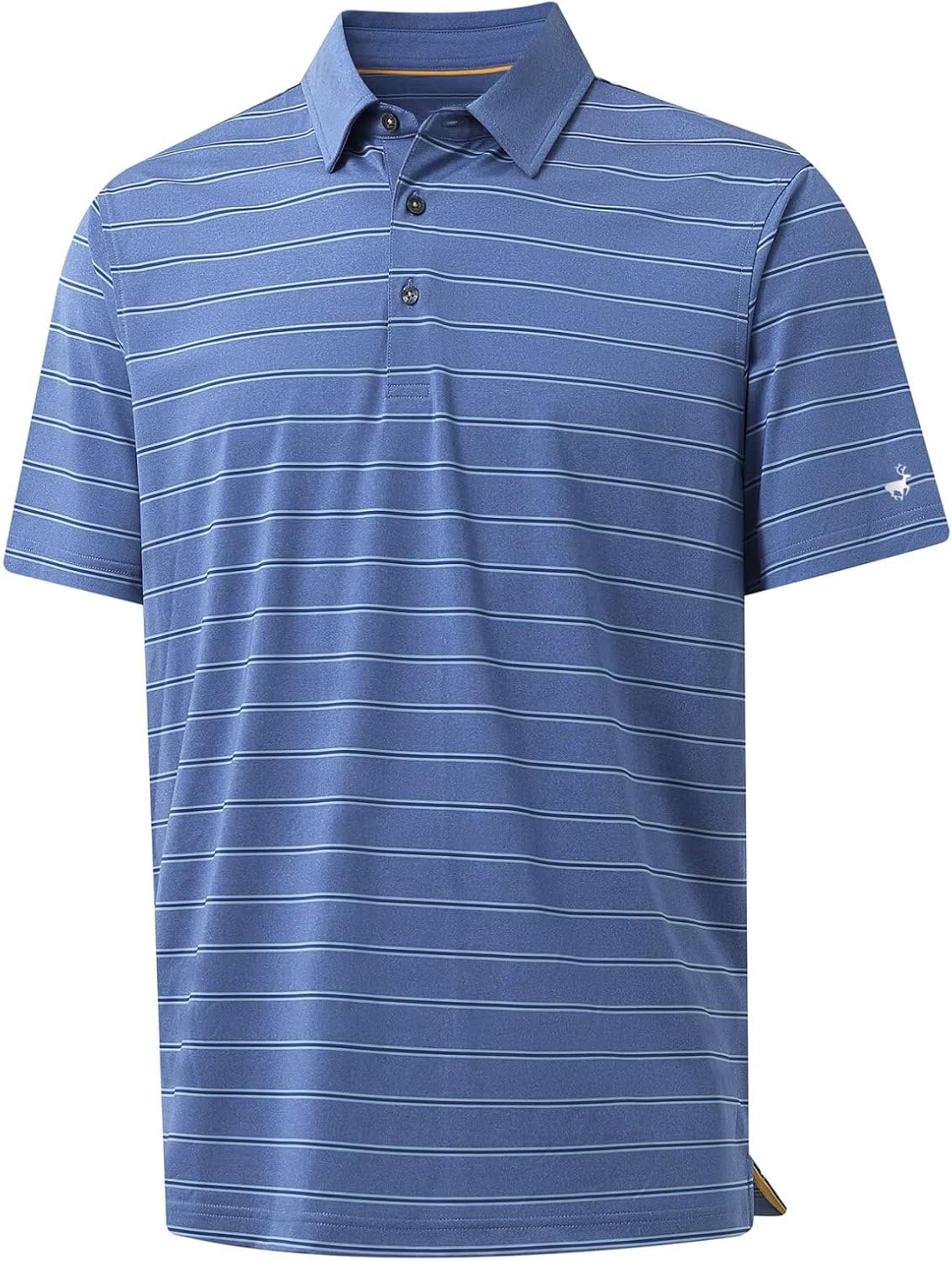 Rouen Polo Shirts for Men Dry Fit Performance Heather Stripe Golf Polo Moisture Wicking Lightweight Breathable Golf Shirts