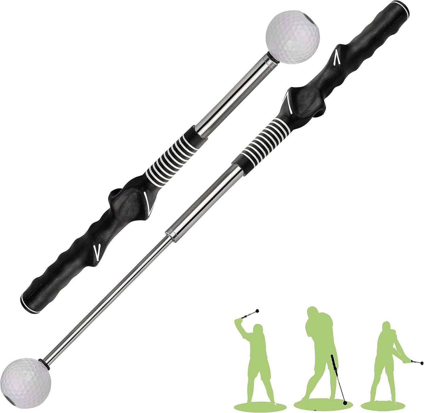 Retractable Golf Swing Training Aid, Golf Grip Trainer & Golf Swing Trainer for Warm-up, Right-Handed Golf Club for Indoor Practice, Golf Accessories - Strength & Tempo Training for Chipping Hitting