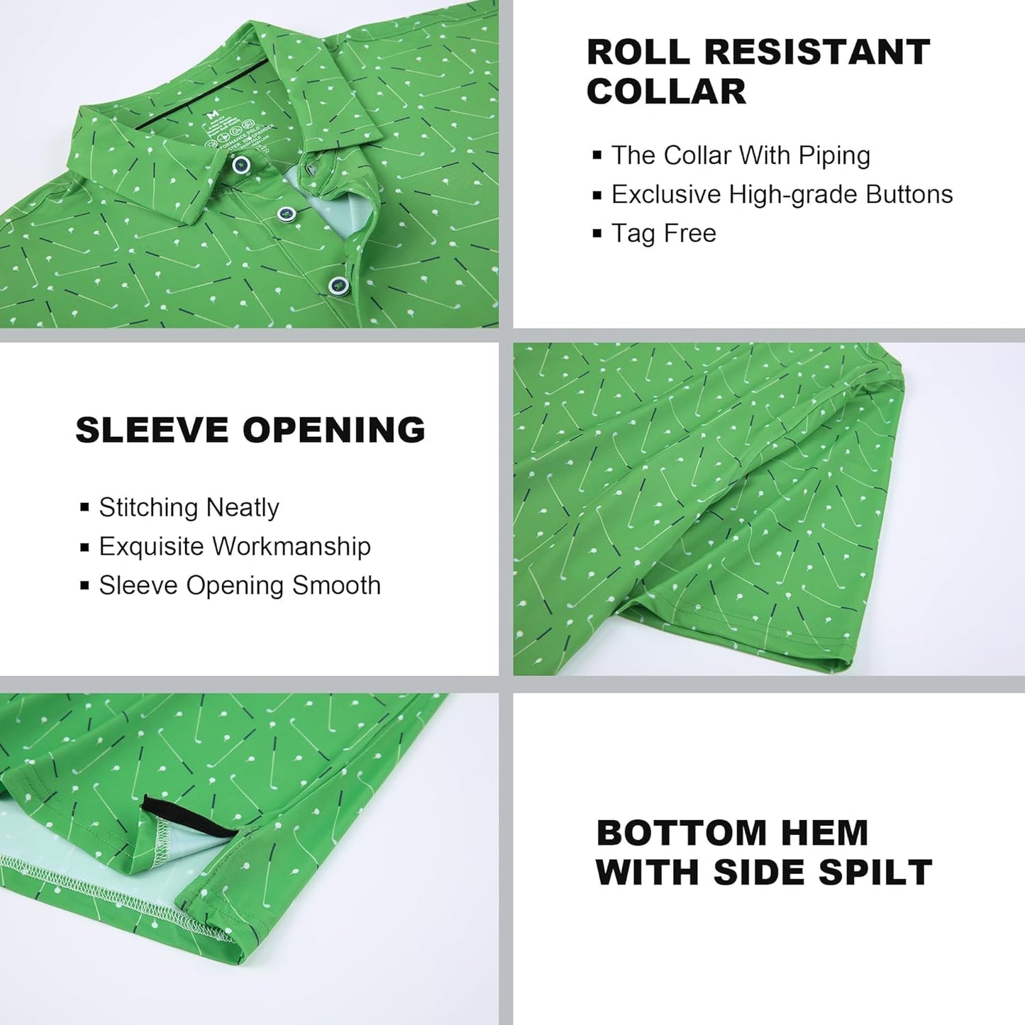SAMERM Golf Shirts for Men Super Stretch Jacquard Dry Fit Golf Polo Moisture Wicking Short Sleeve Polo Shirts for Men
