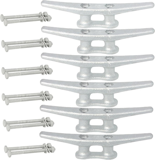 6/8/10/12/14 inch Dock Cleats With Bolts,Hot Dipped Galvanized Cast Iron Boat Cleats,Rope Cleat Boat Dock Cleats for Boat Docks,Decks,Piers for Tying up Boats,Marine Decor(1,2,4,5,6,8,10,12 Pack)
