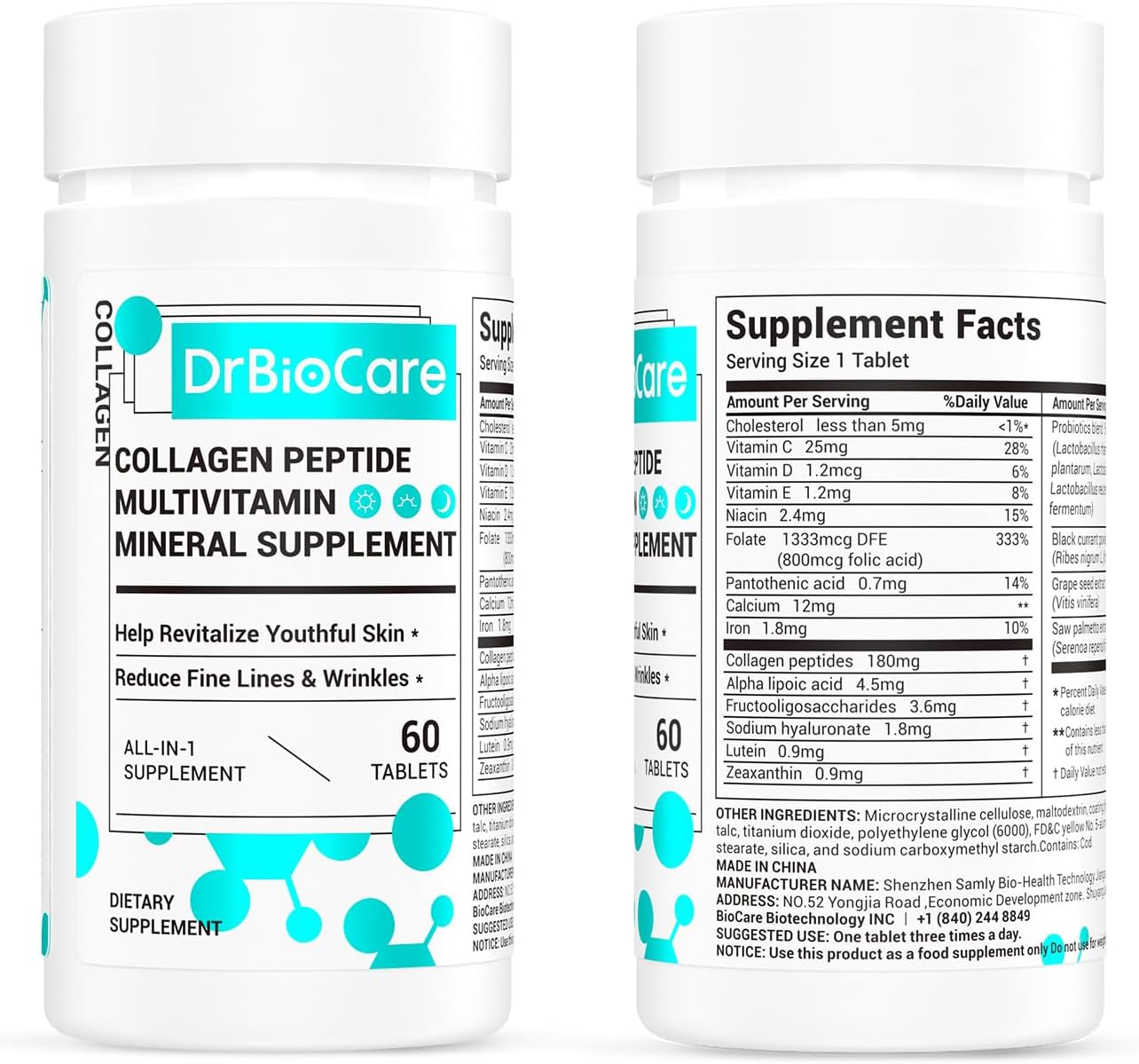 Collagen Peptides for Women, Beauty Vitamin & Mineral Supplement,Contains Vitamin D3, Probiotics for Women & Collagen Peptides,Vitamin B Complex,Vitamin E 120 Tablets