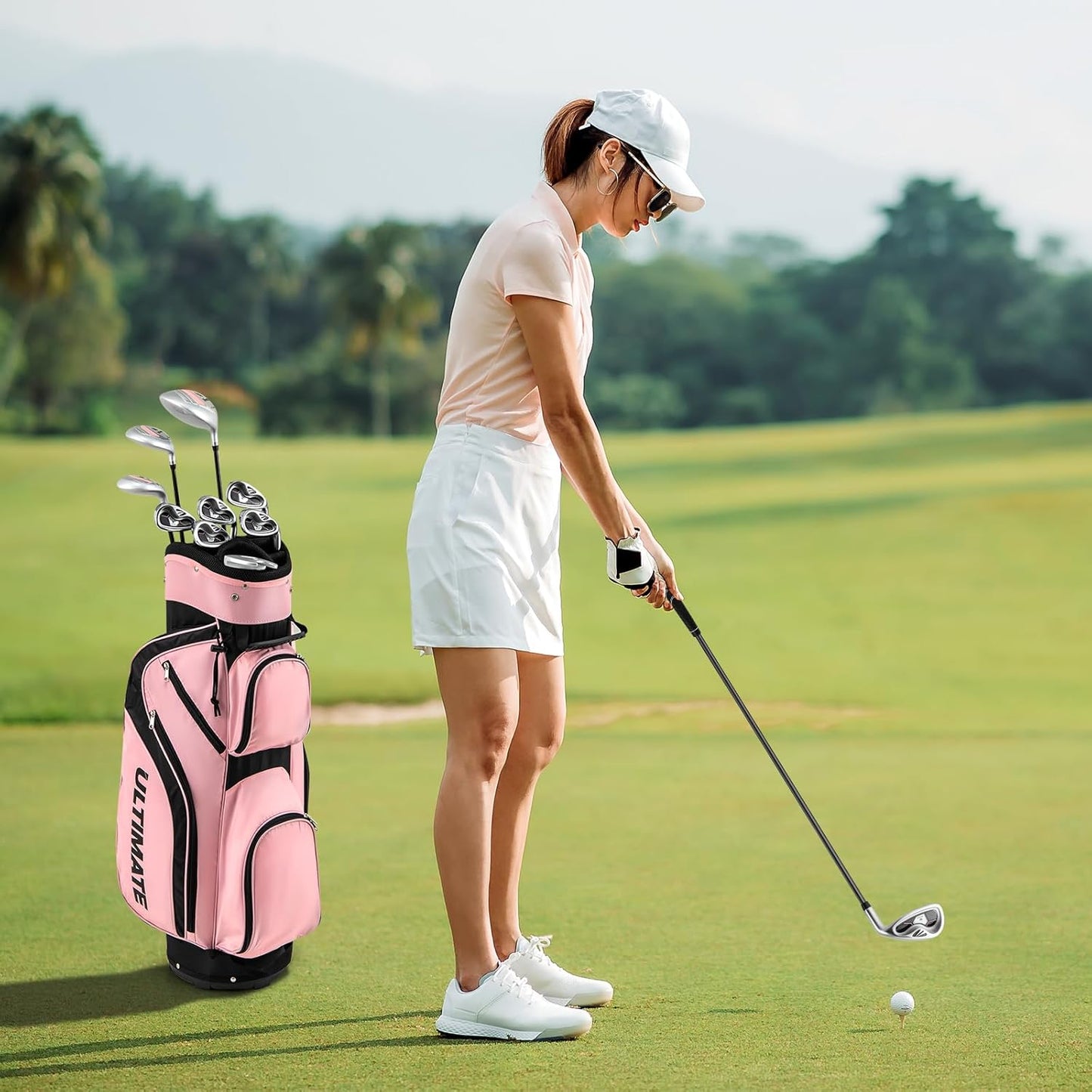 ULTIMATE Women's Complete Golf Club Set, 9/11pcs Right Handed Ladies Golf Clubs Set w/ 460cc Alloy Driver, #3 Fairway Wood, Hybrid, #6/#7/#8/#9/#P Irons & Putter