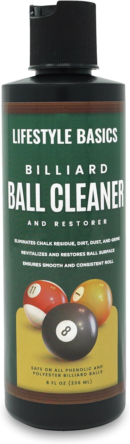 Billiard Ball Cleaner and Restorer Polish | All-in-One Pool Ball Cleaner | Removes Chalk Residue, Dust, Dirt, and Grime