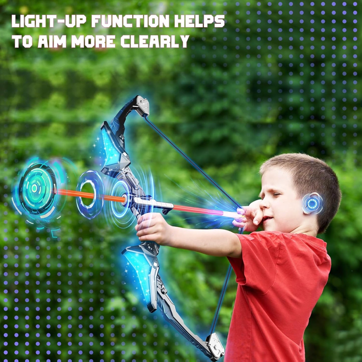 2 Pack Kids Bow and Arrow, 20 Suction Cup Arrows, 2 Archery Targets&Quiver, Light-up Set for Kids Ages 4-8 8-12, Indoor Outdoor Toys for Boys Girls, (Black & Pink)