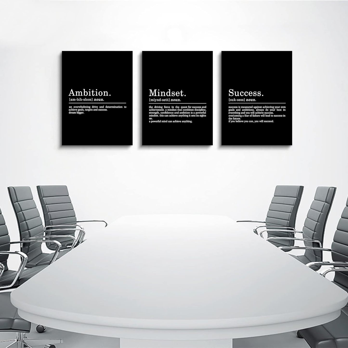 Inspirational Canvas Painting Wall Art -EPHANY ART - Mindset Quotes Prints, Motivational Wall Art Success Framed Entrepreneur Poster Positive Quotes Wall Poster for Home Office Workplace (M-3pcs,20x30inchx3pcs)