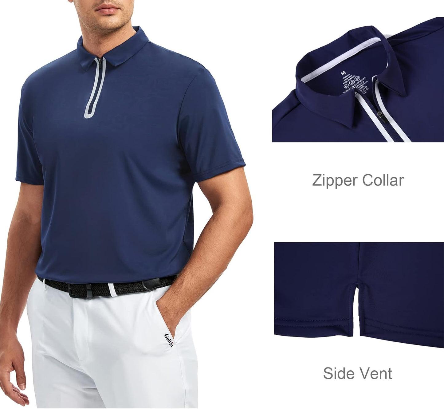 Alex Vando Mens Golf Shirt Moisture Wicking Quick-Dry Short Sleeve Casual Polo Shirts for Men