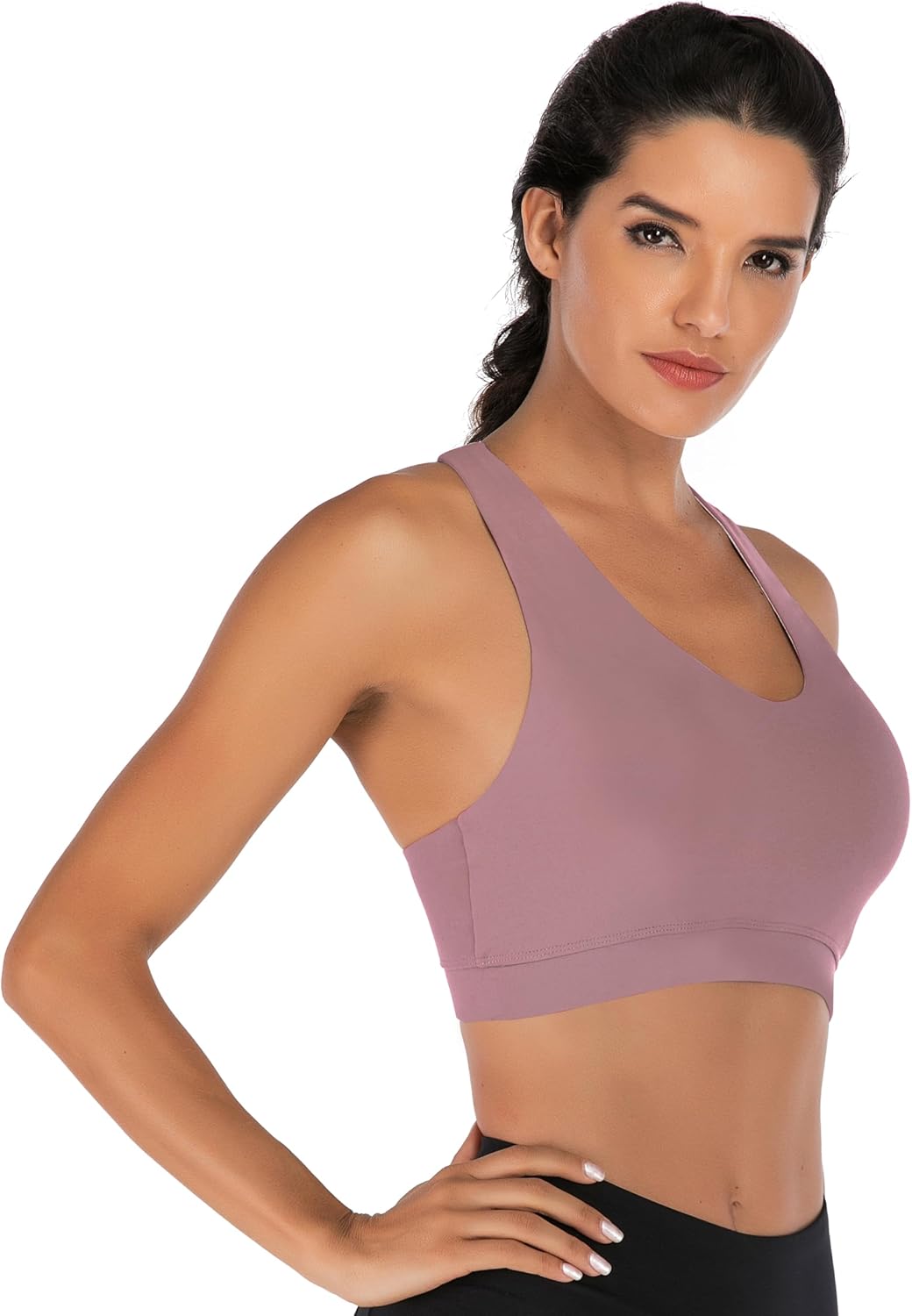 RUNNING GIRL Sports Bra for Women, Criss-Cross Back Padded Strappy Sports Bras Medium Support Yoga Bra with Removable Cups