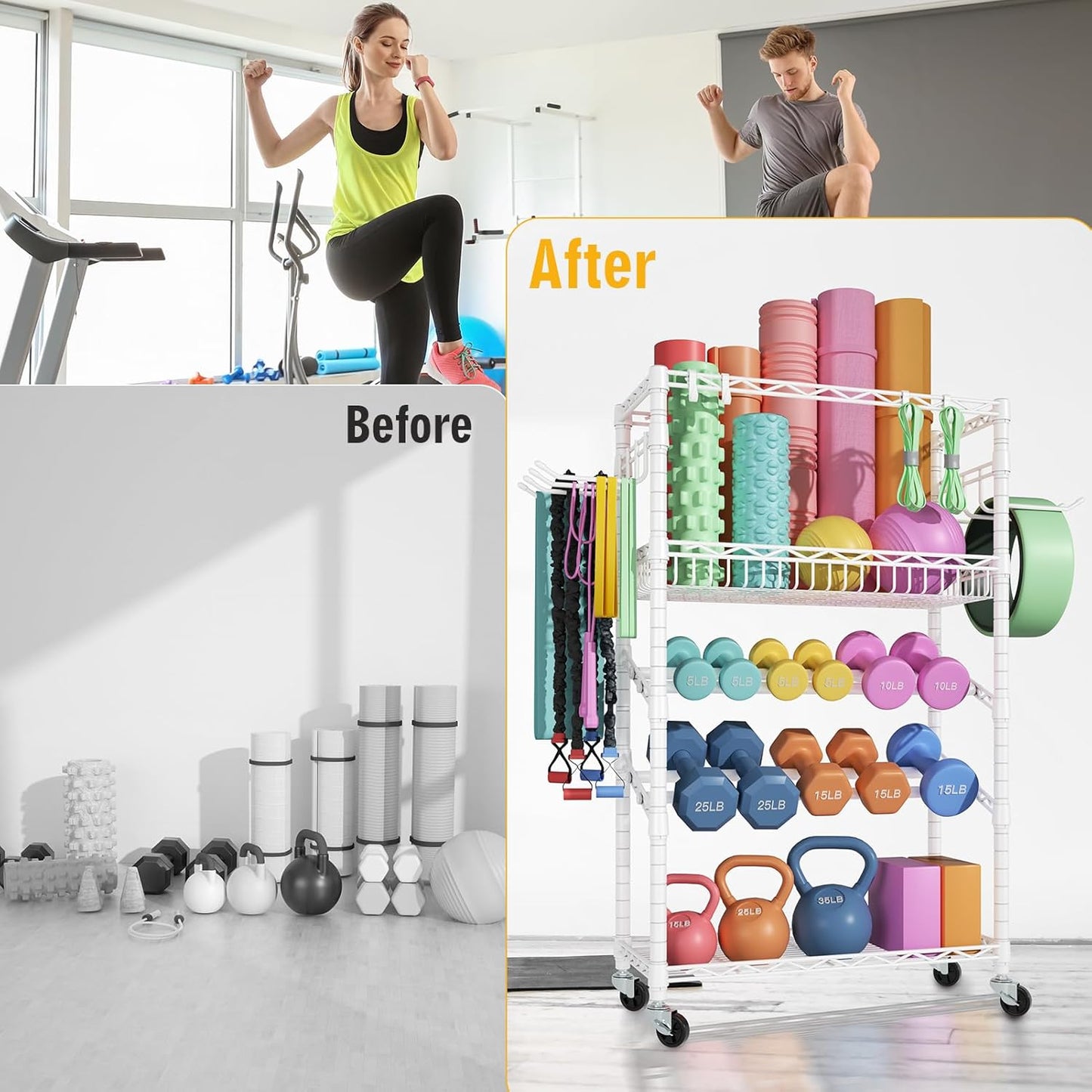 S3 Dumbbells Rack Storage Rack, Portable Home Gym Storage, Yoga Mat Storage, and Weight Rack Organizers for Gym Studio