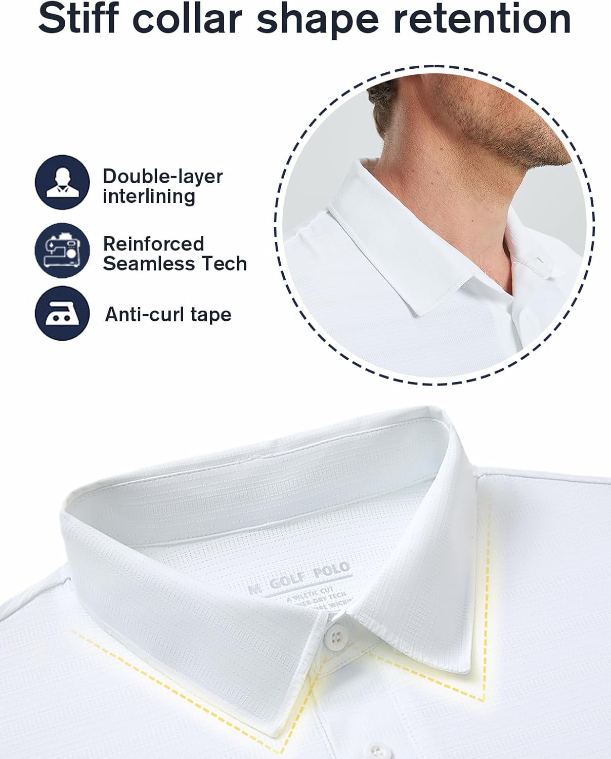 fit space Men’s Performance Golf Polo, Cooling Tennis Shirts, Seamless Stretch, Quick-Dry Short Sleeve with IceSilk Tech