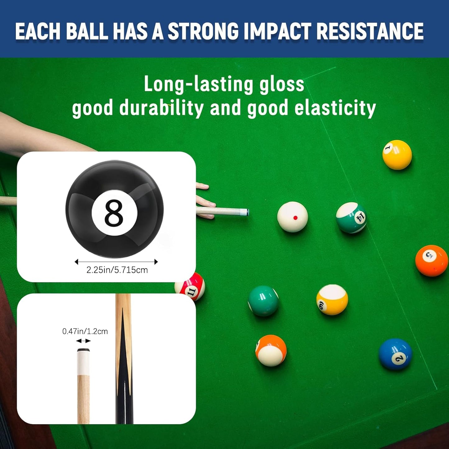 95pcs Pool Table Accessories Set - Balls, Triangle, Rack, Cue, Chalk, Tips, Stickers, Cloth, Brush & Cleaner Set