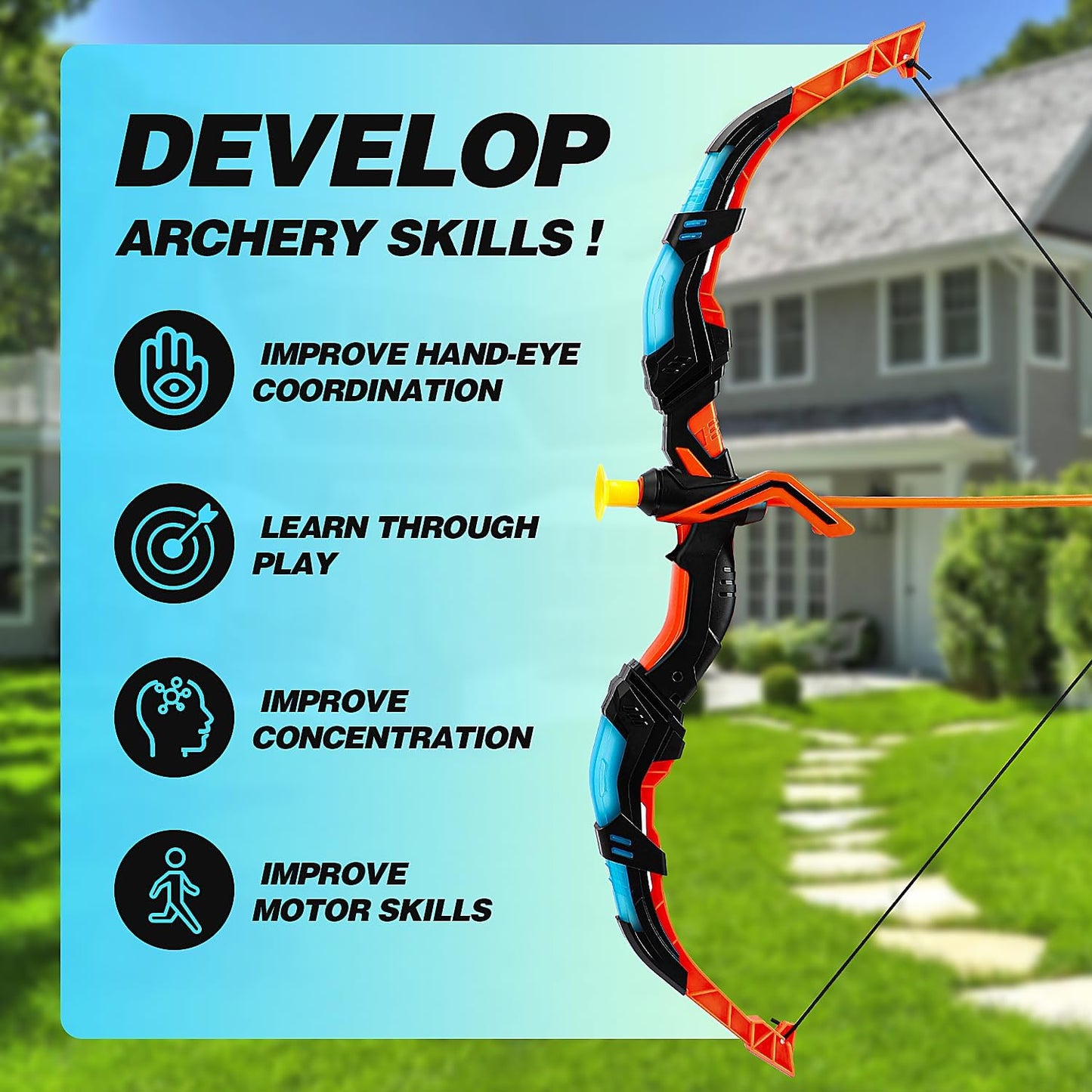 TOY Life Bow and Arrow Toys for Kids 4 6 8 12, Light Up Kids Bow and Arrow Set, Kids Archery Bows Set for Kids with Targets, Toy Gift for 5 Year Old Boys, Kids Toys Boys, Outdoor Toy Games for Kids
