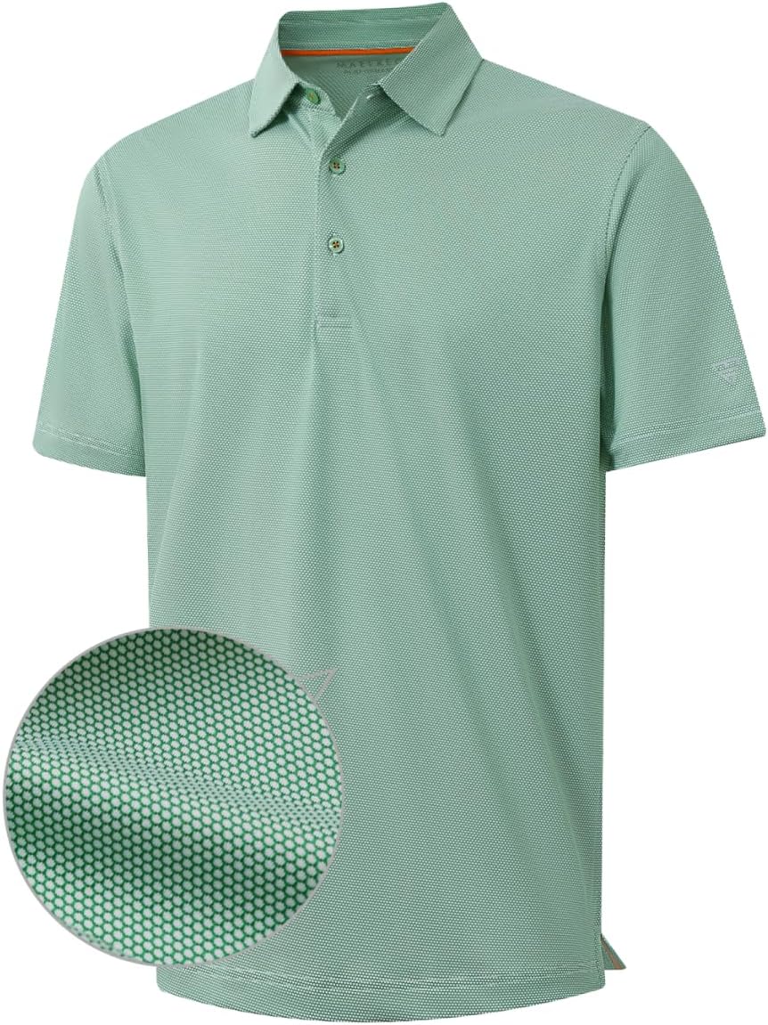 M MAELREG Golf Shirts for Men Dry fit Sports Jacquard Lightweight Performance Texture Short Sleeve Collared Polo Shirts