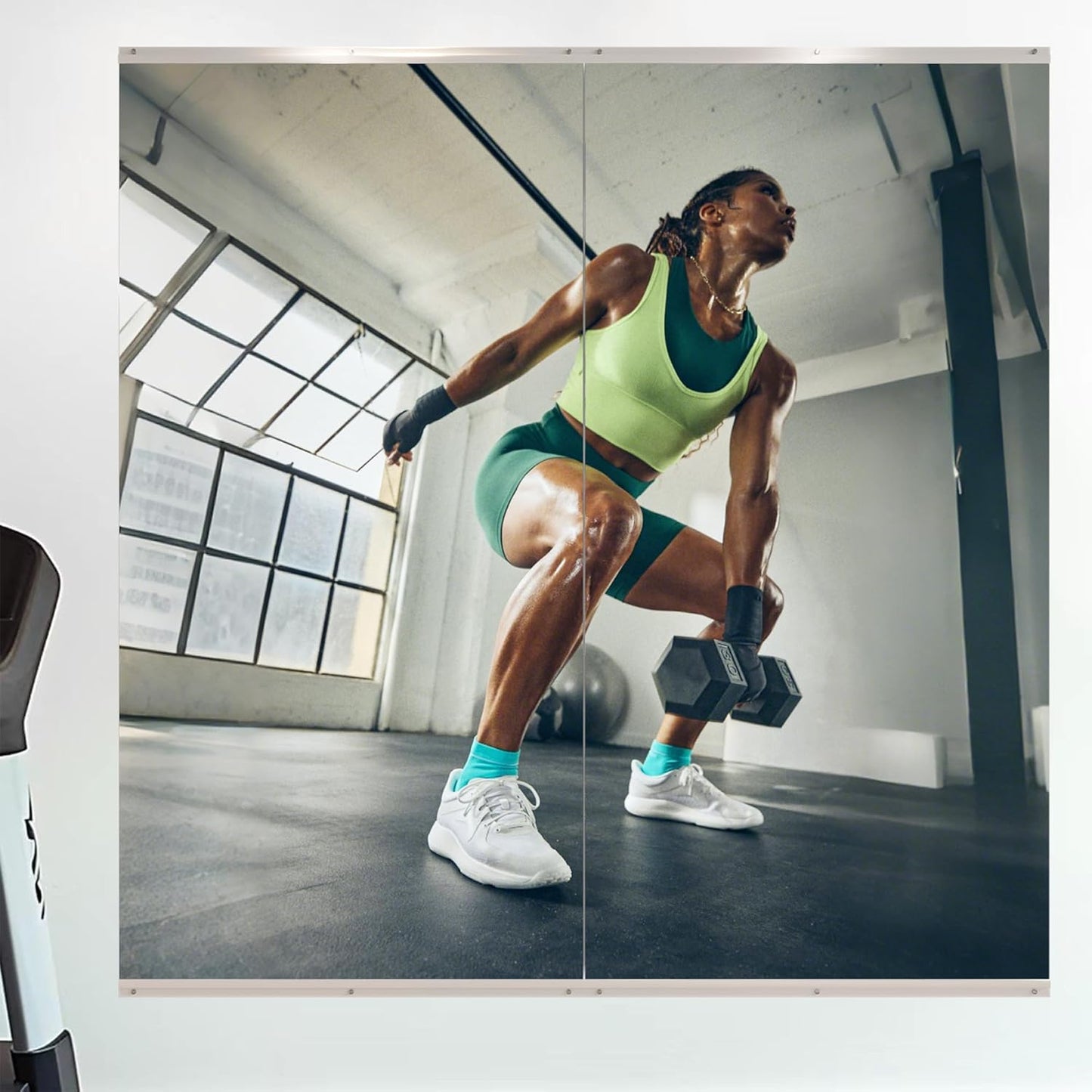 ROOMTEC Workout Mirrors for Home Gym 48"x32", Large Wall Mirror Full Length for Fitness, Yoga, Big Wall Mounted Frameless Glass Mirror for Garage, Dance Studio, Bedroom