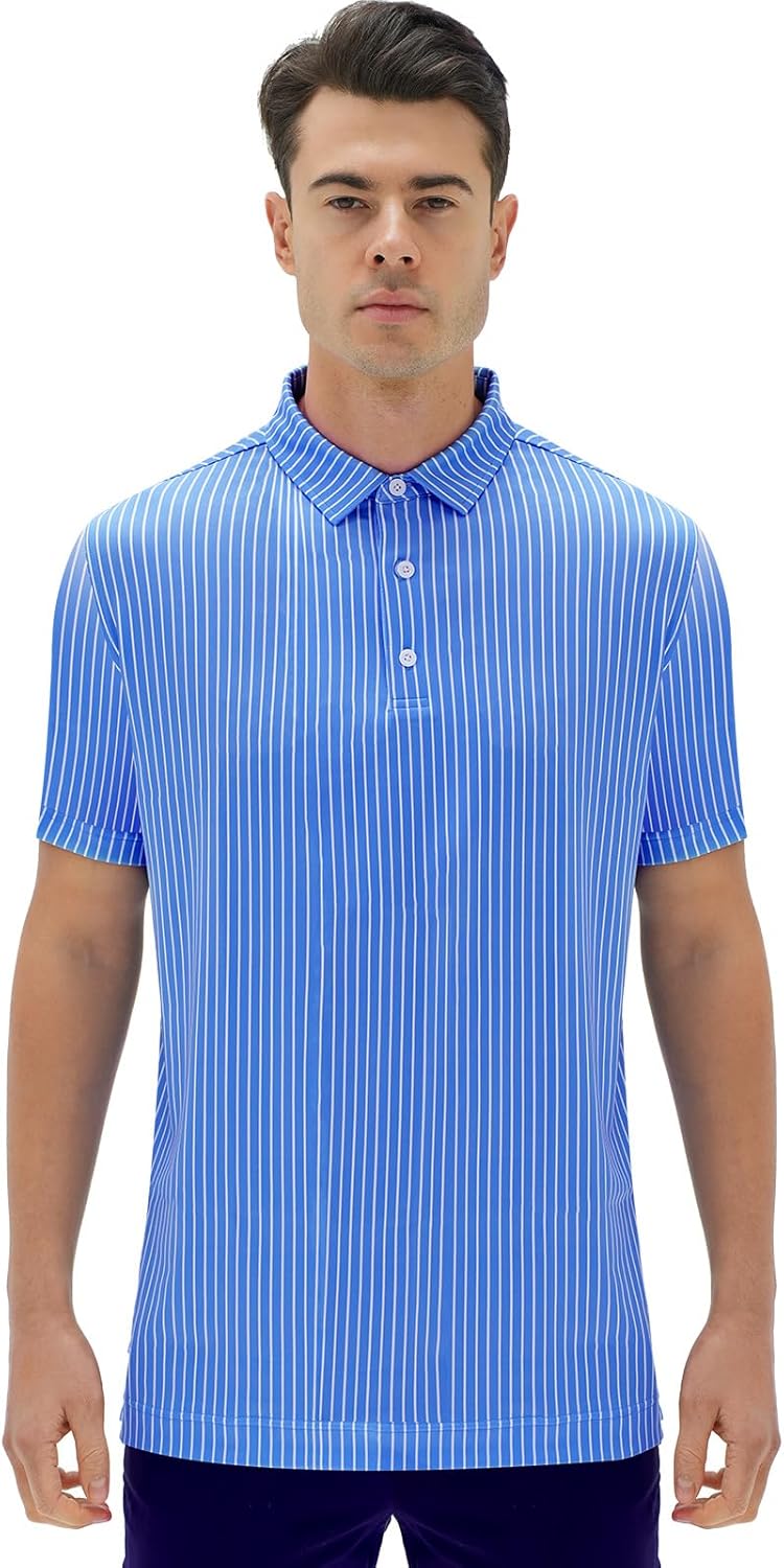 DEOLAX Mens Polo Shirts Fashion Print Mens Golf Shirt Dry Fit Mens Golf Polo Short Sleeve Quick Dry Funny Golf Shirt for Men